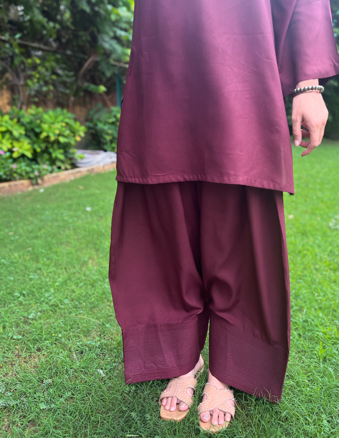 Burgundy Solid Farshi Salwar Set