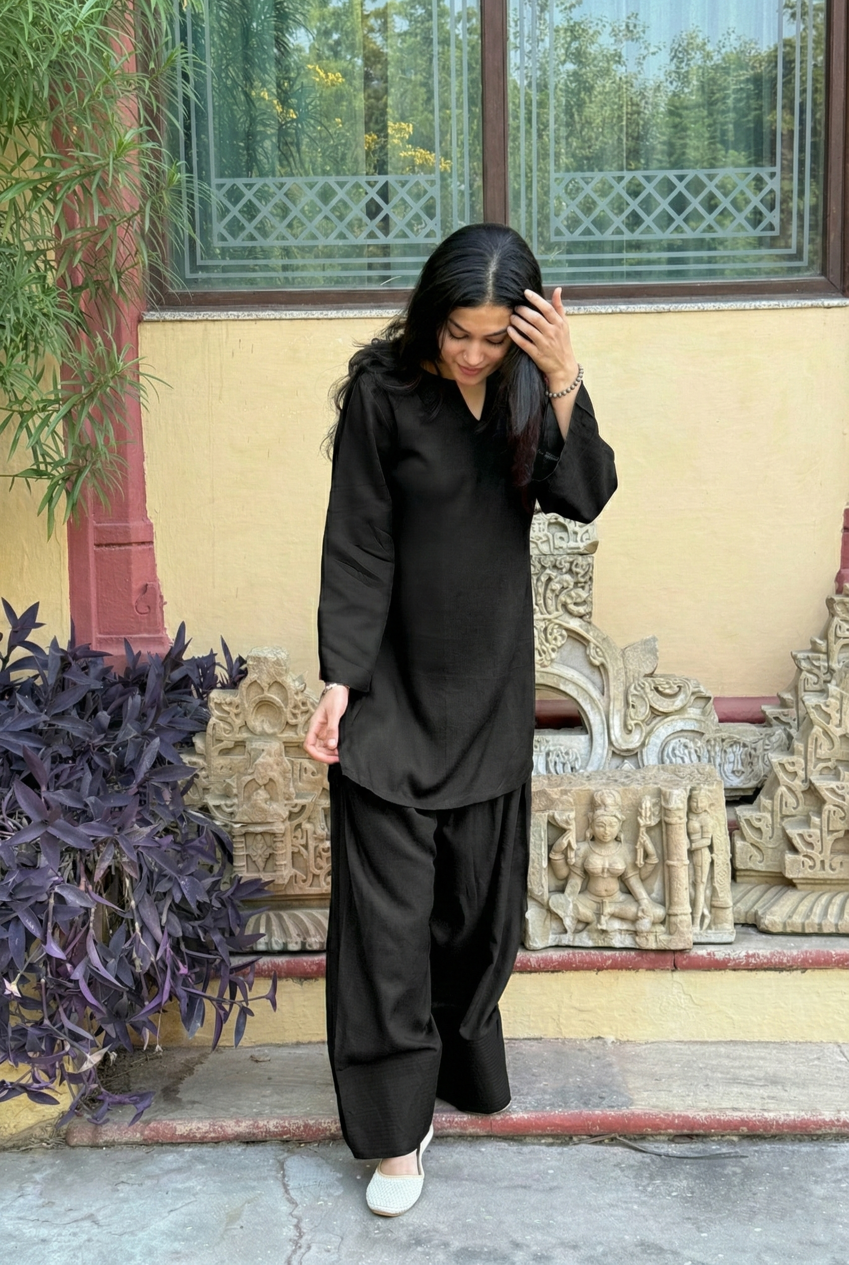 Black Solid Farshi Salwar Set