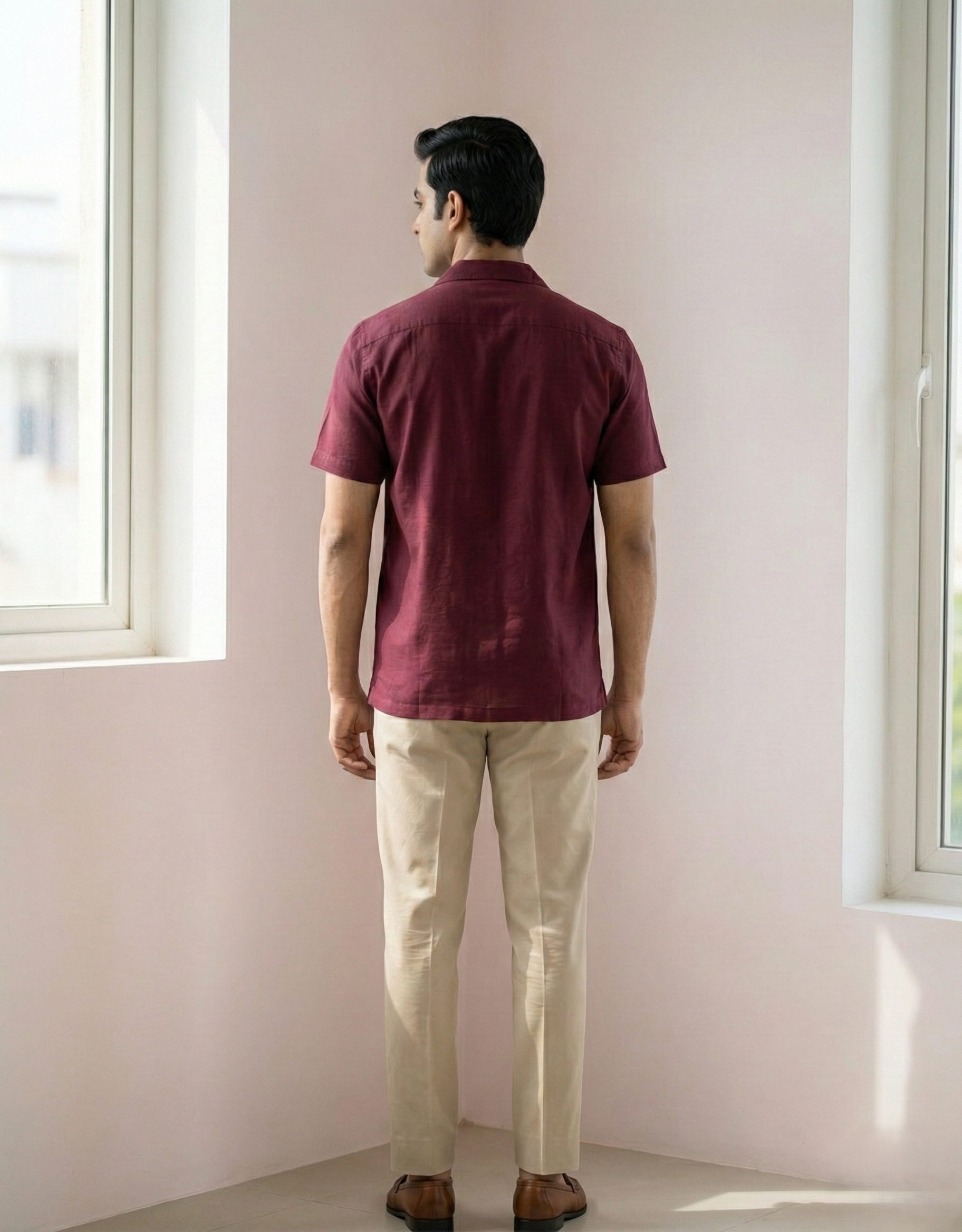 Burgundy Rayon Menʼs Shirt