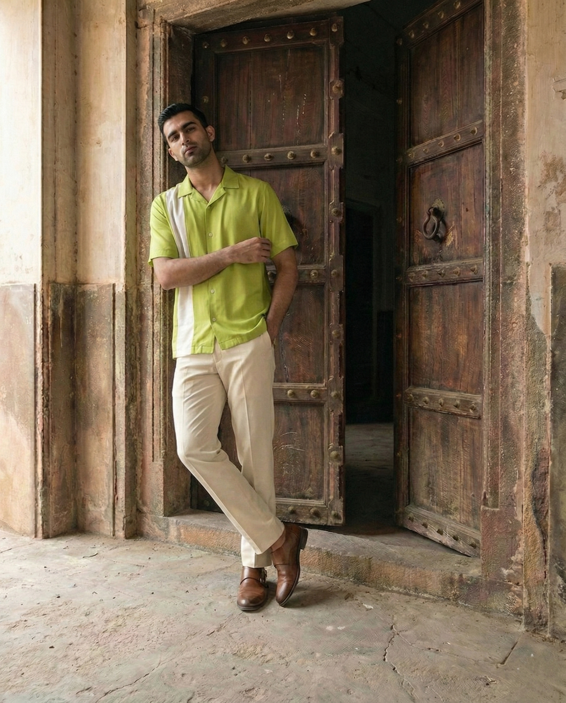 Lime Geen Contrast Menʼs Shirt