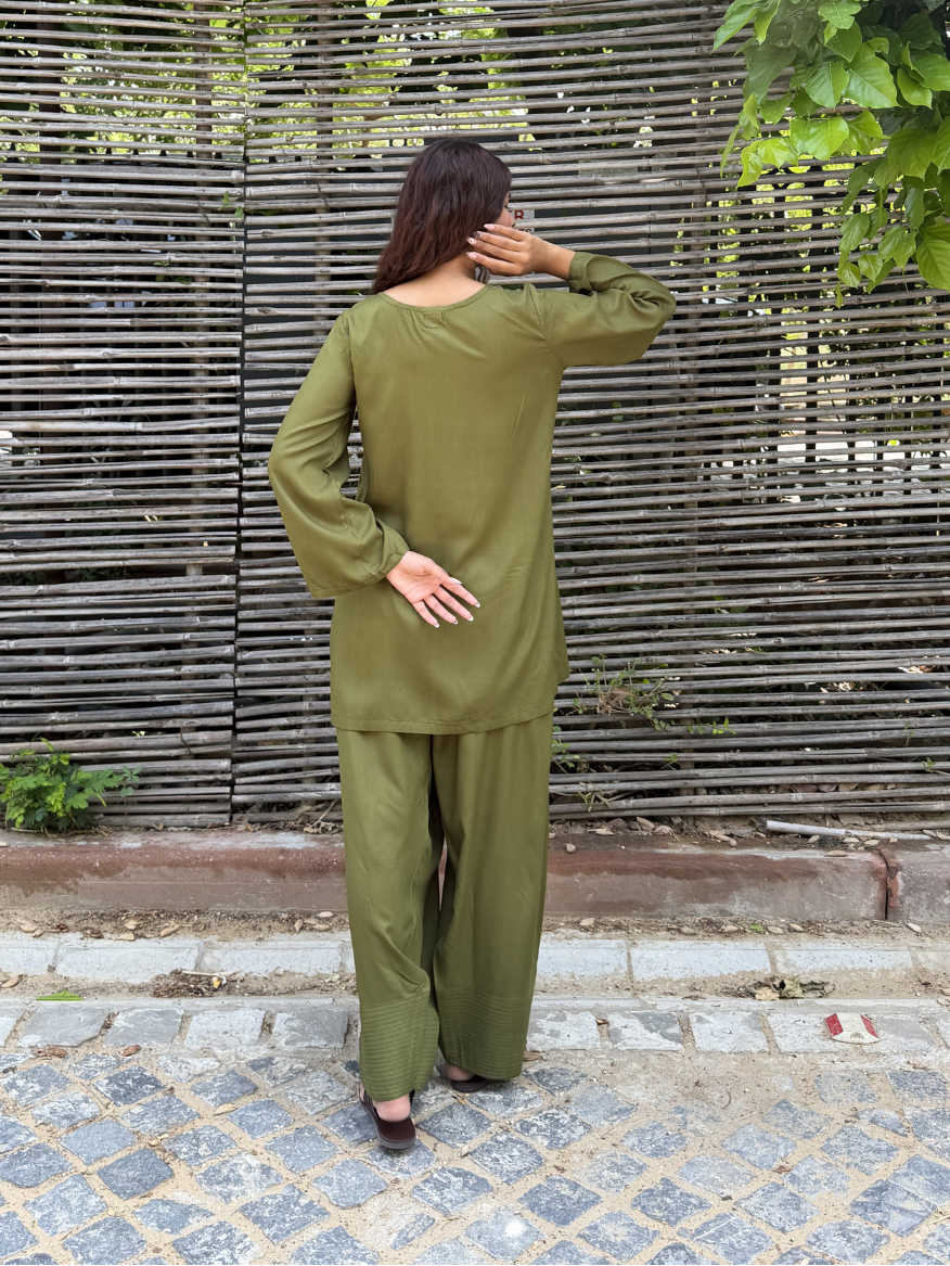 Green Solid Farshi Salwar set