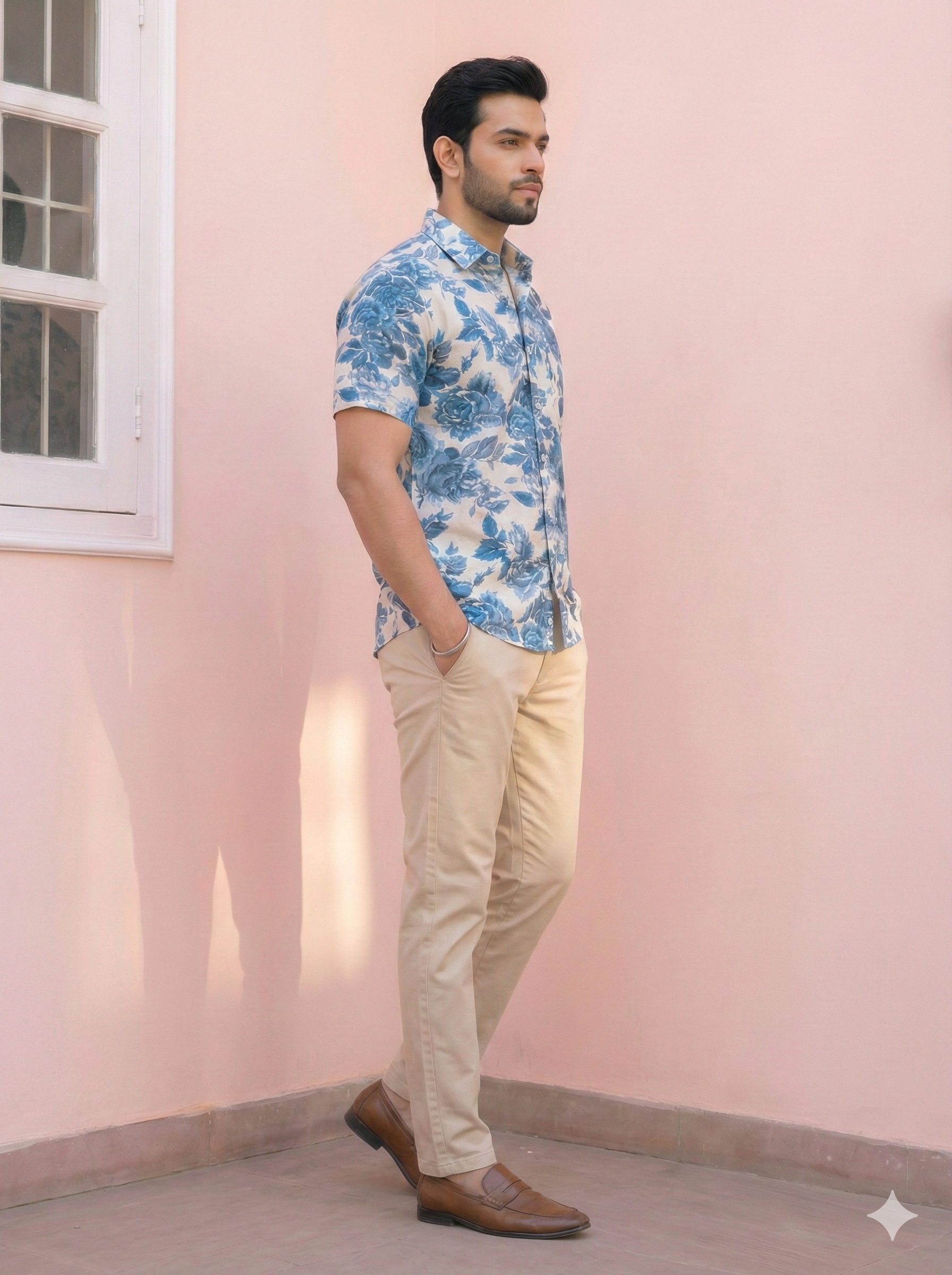 Blue Floral Matching Couple Set