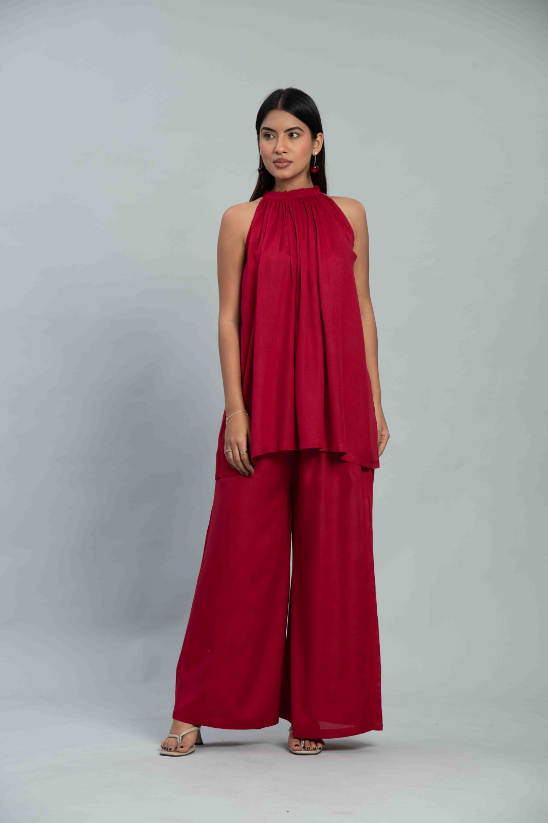 Cherry Red Halter Neck Co-Ord Set