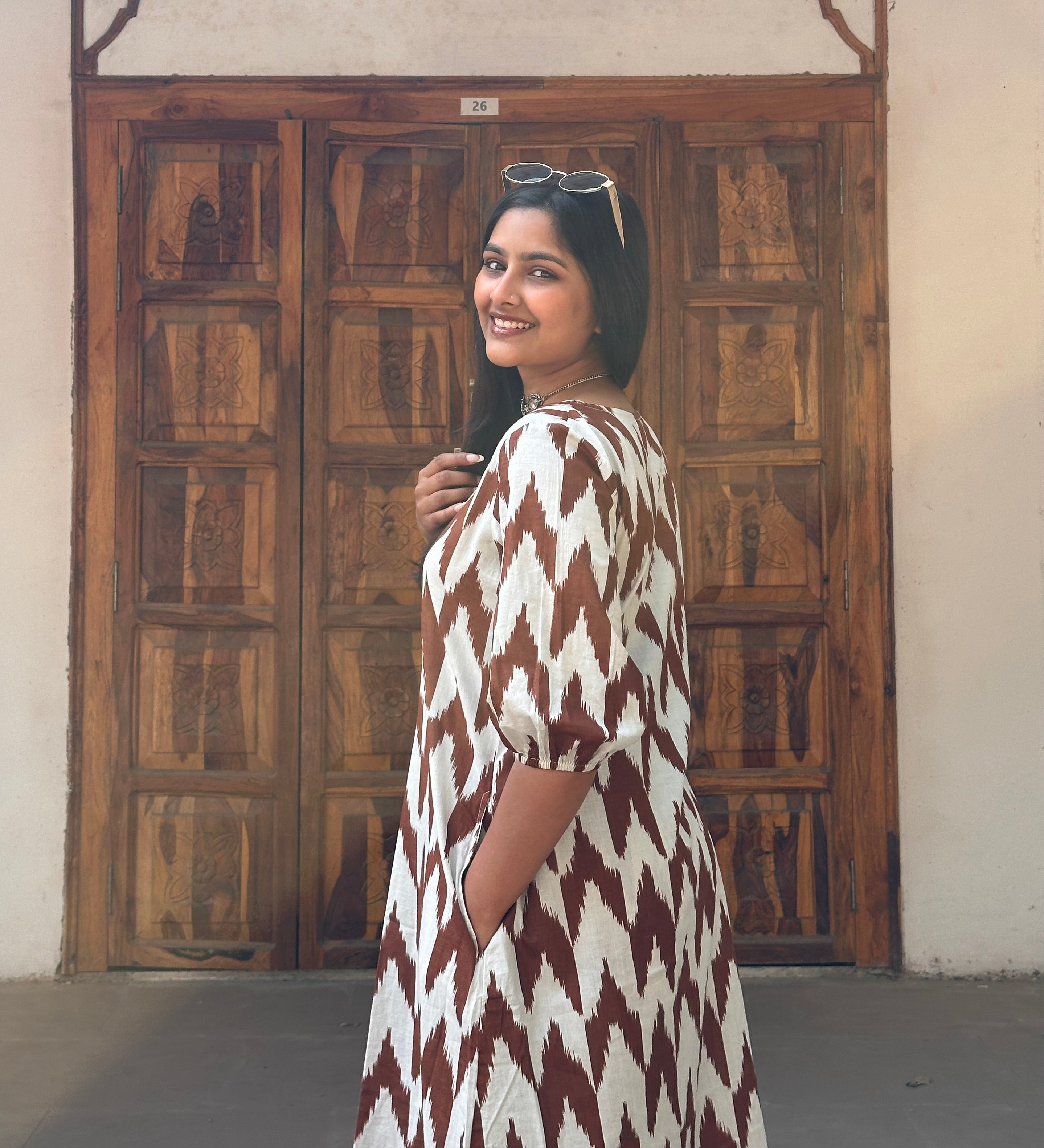 Brown Ikat Print Cord Set