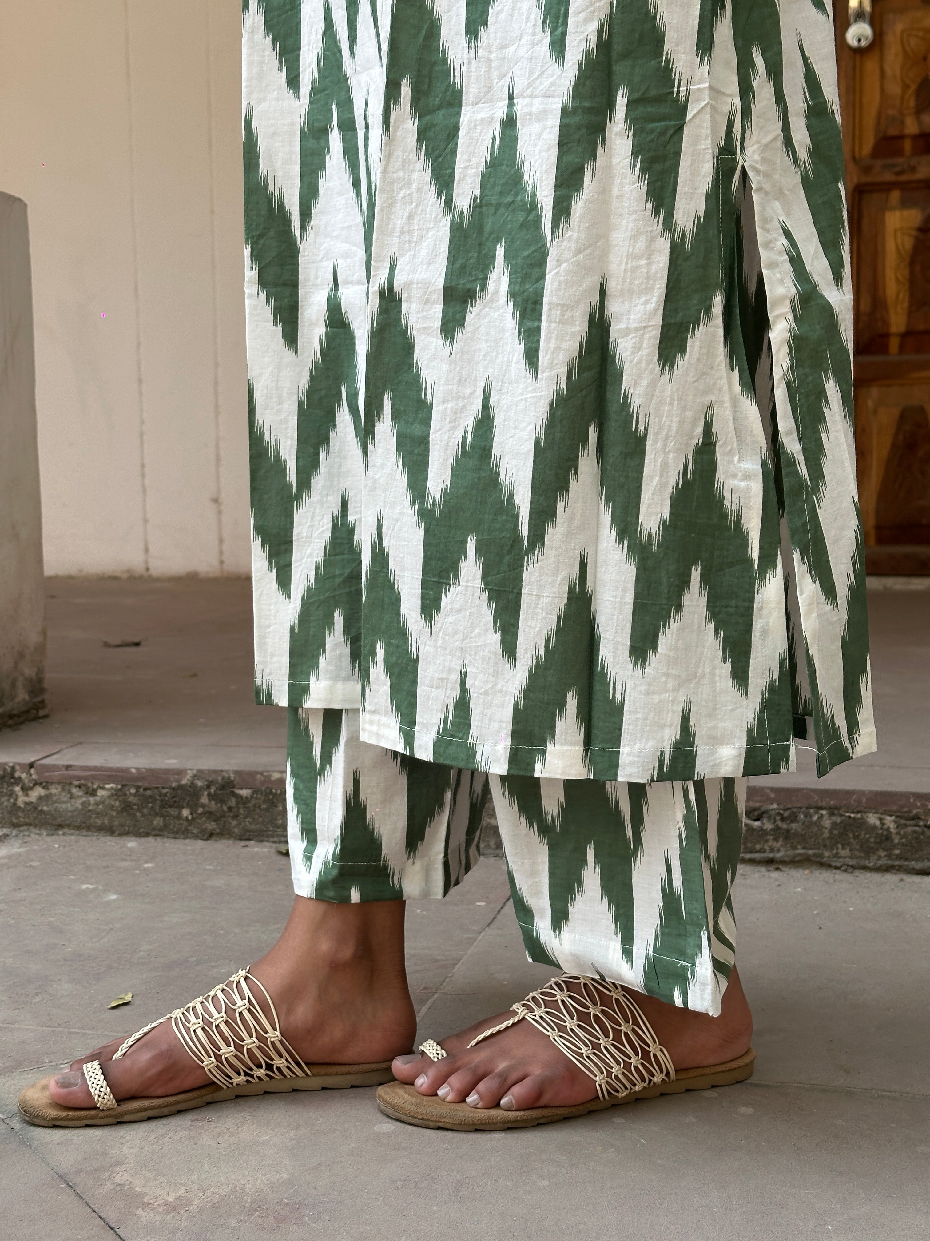 Green Ikat Print Cord Set
