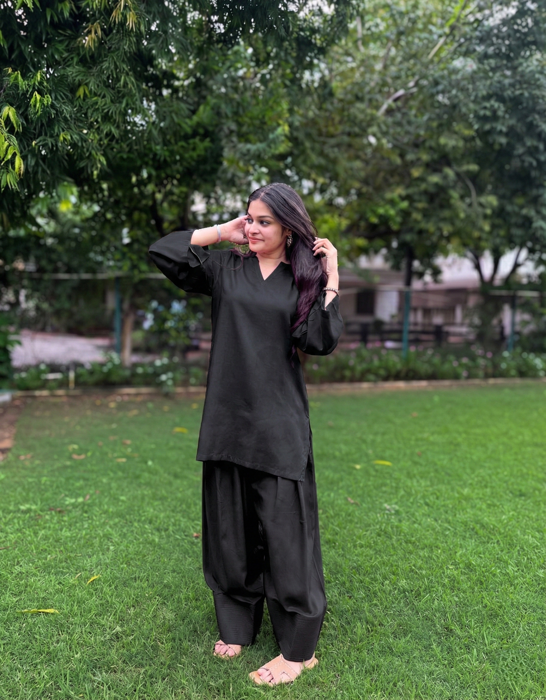 Black Solid Farshi Salwar Set