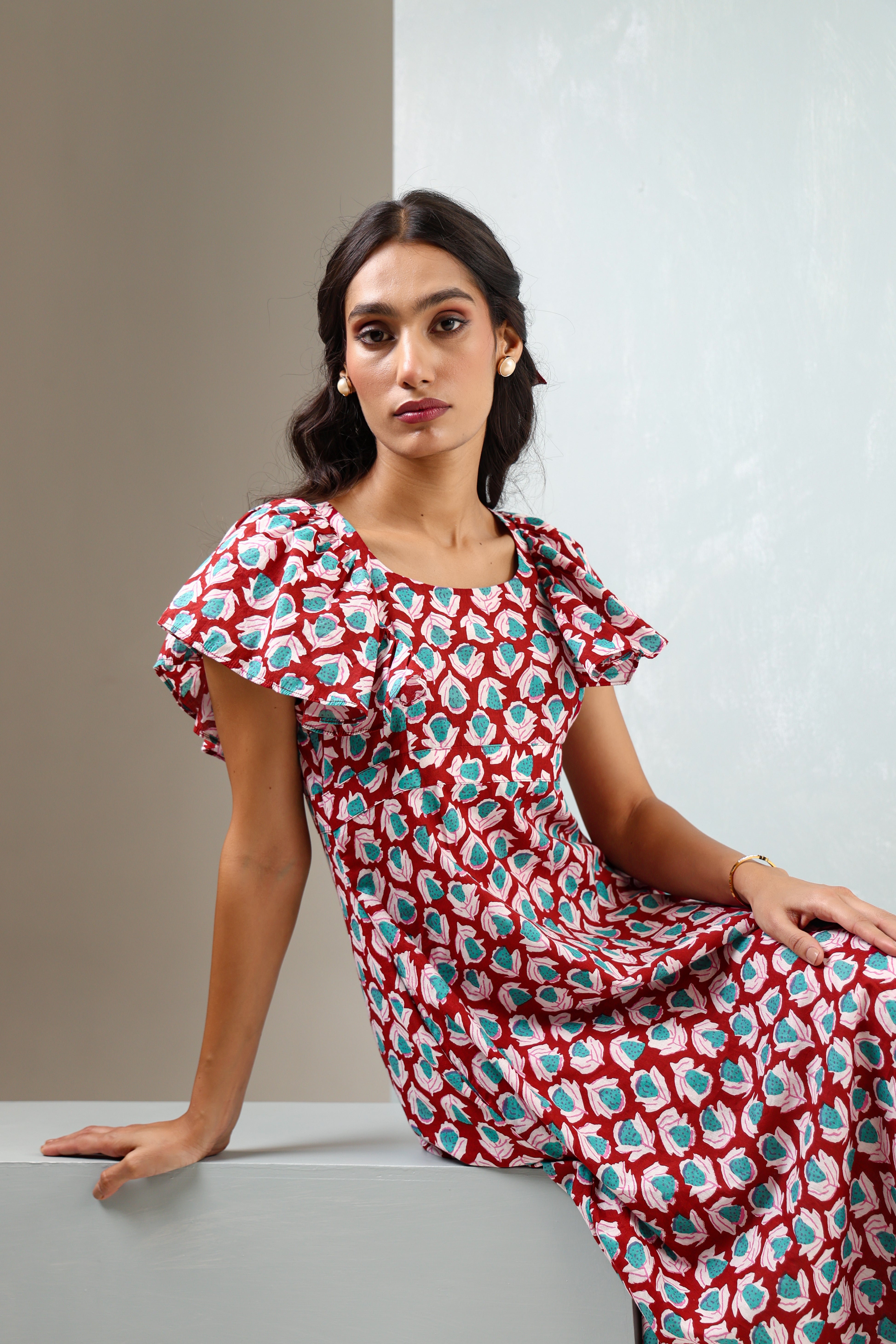 Cherry Slit Cotton Dress