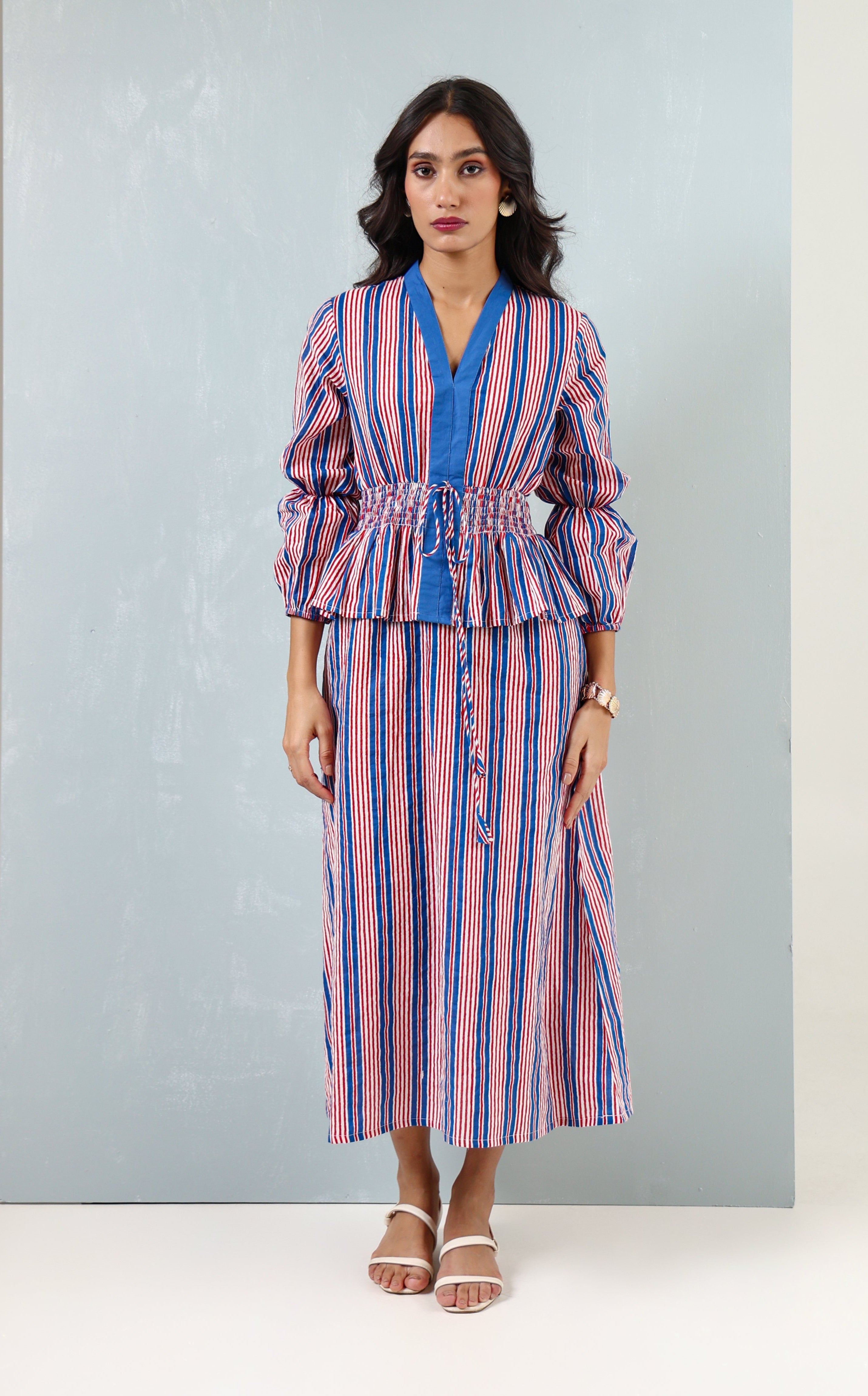 Hand-blocked Elasticated Long Dress