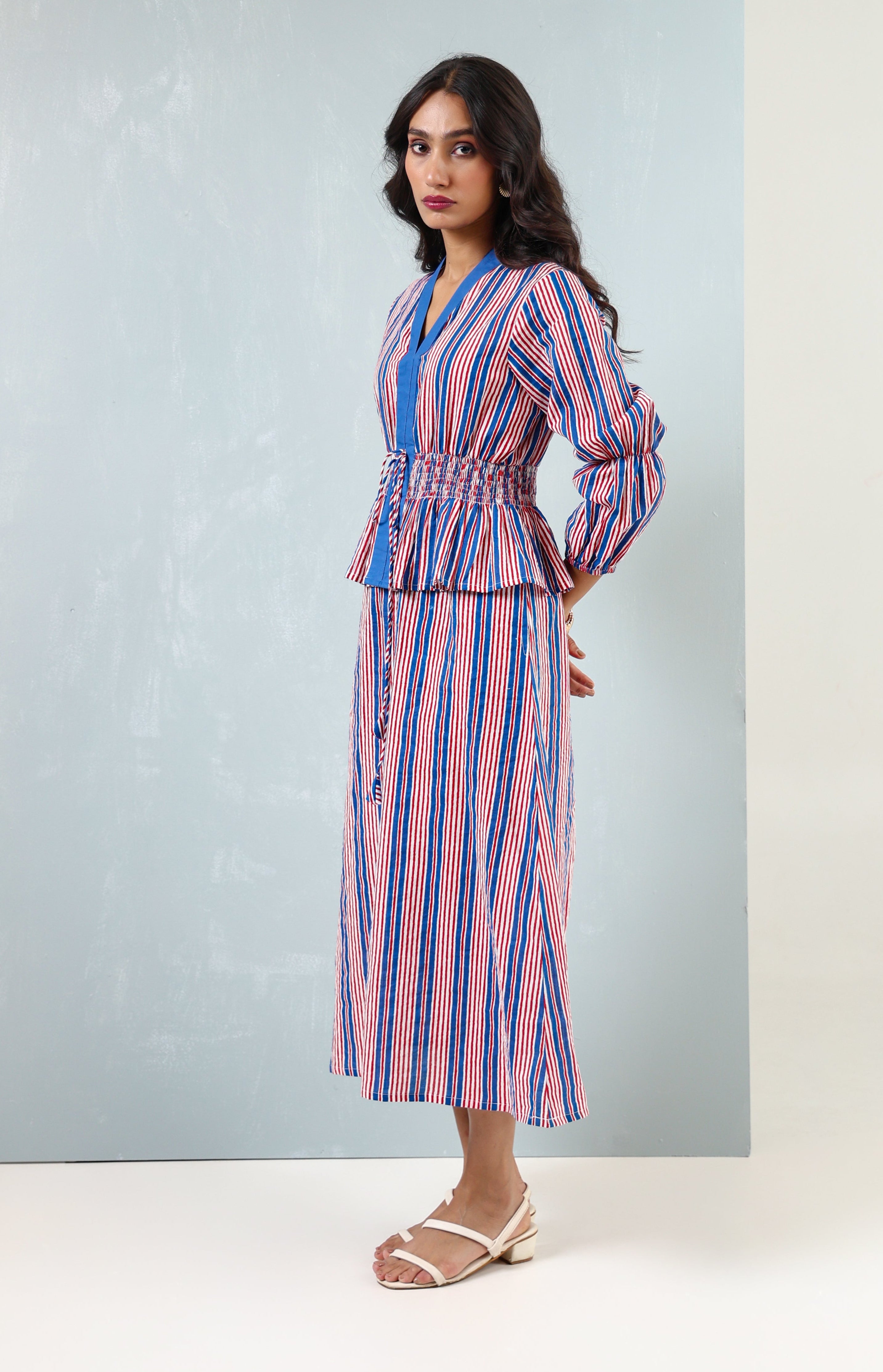 Hand-blocked Elasticated Long Dress