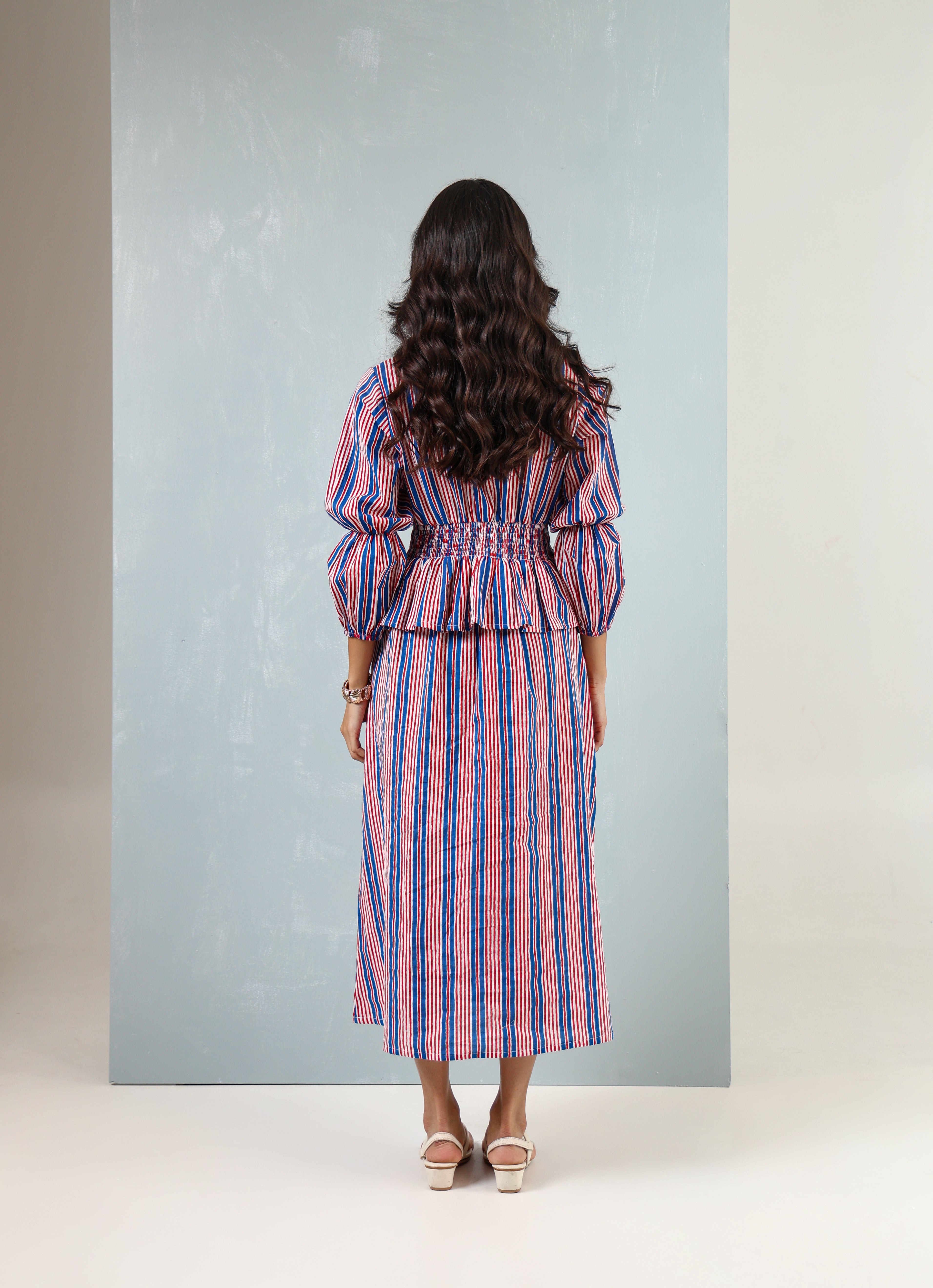 Hand-blocked Elasticated Long Dress