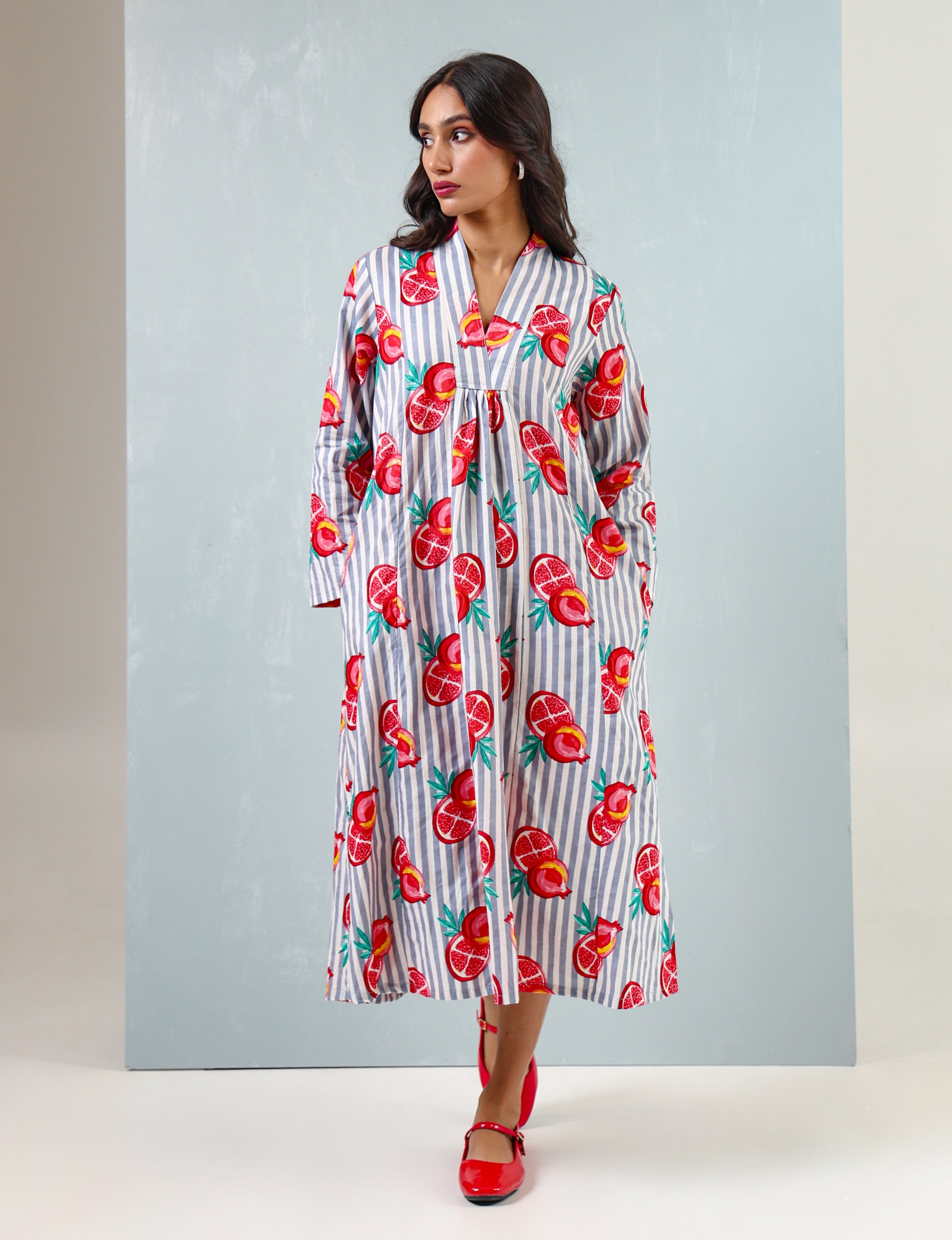 Red Blue Pomegranate Dress