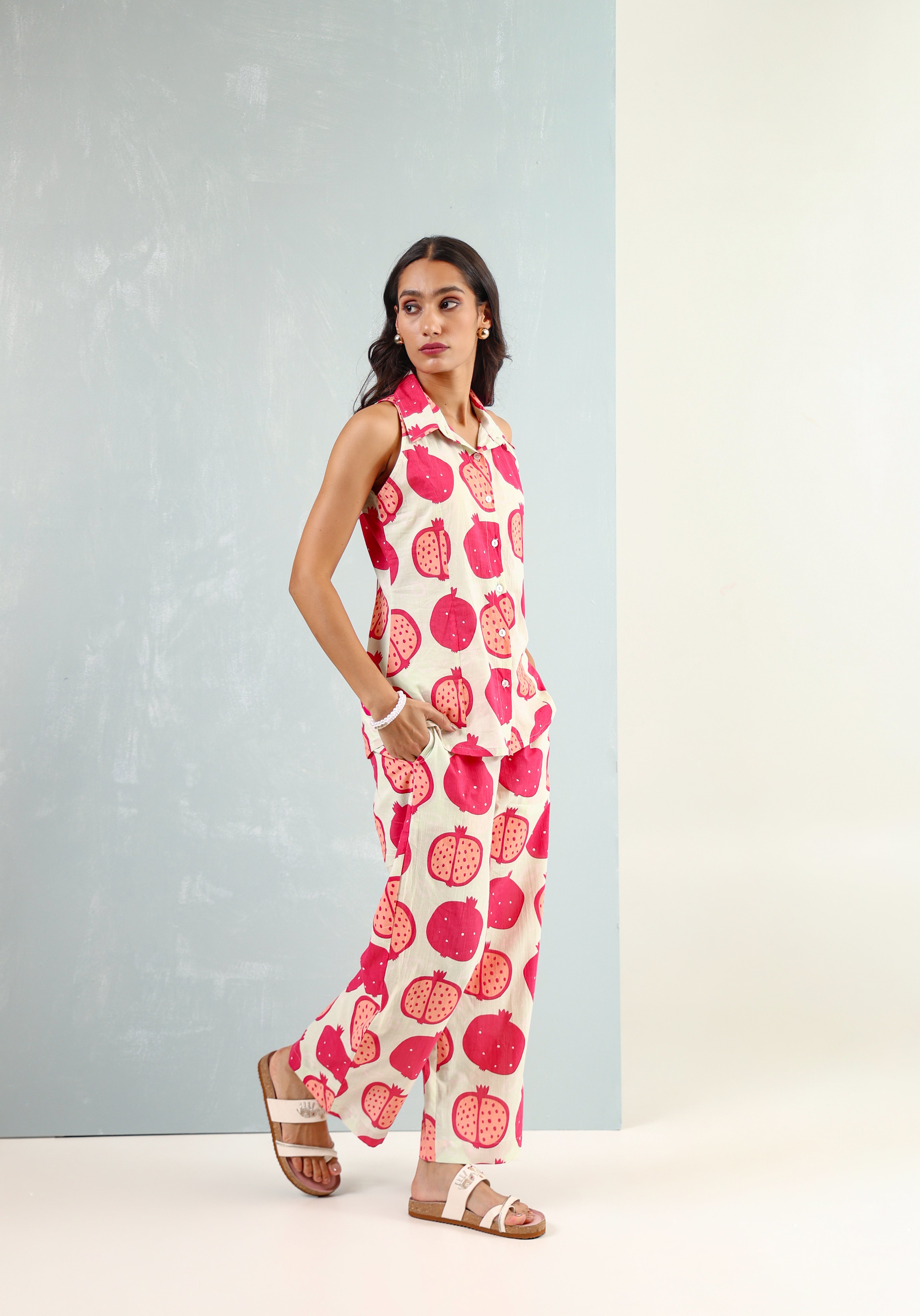 Printed Sleeveles Co ord Set