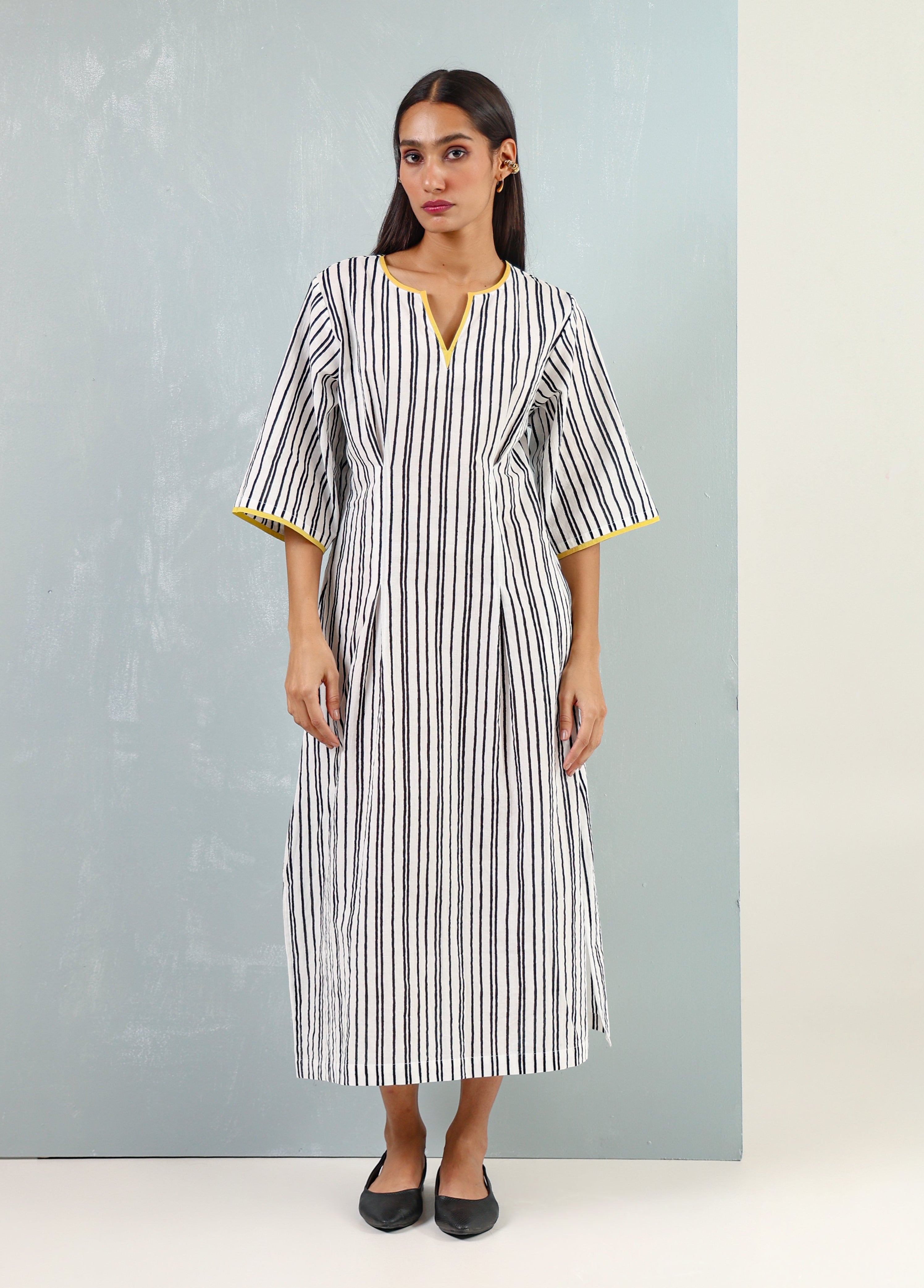 Black and White Striped Boxy Dress