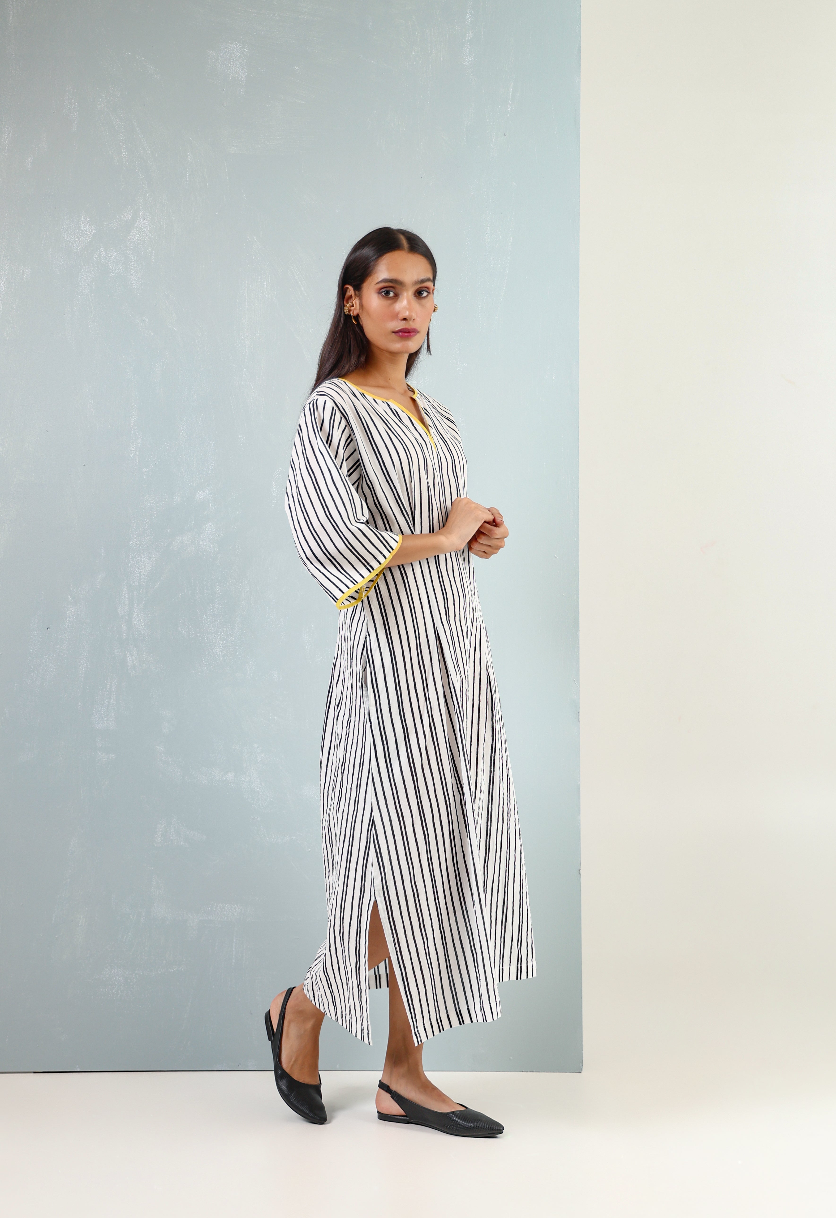 Black and White Striped Boxy Dress