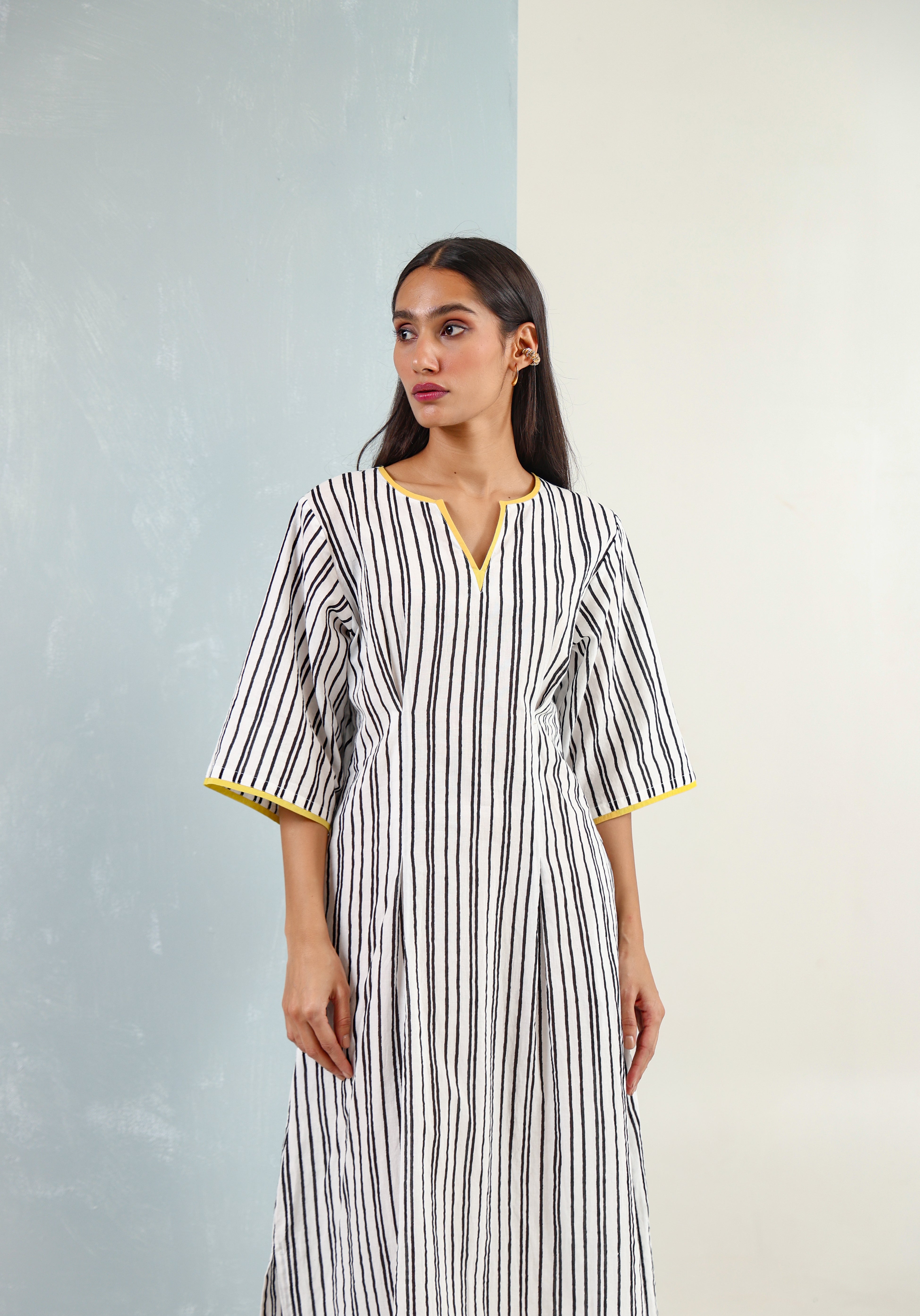 Black and White Striped Boxy Dress