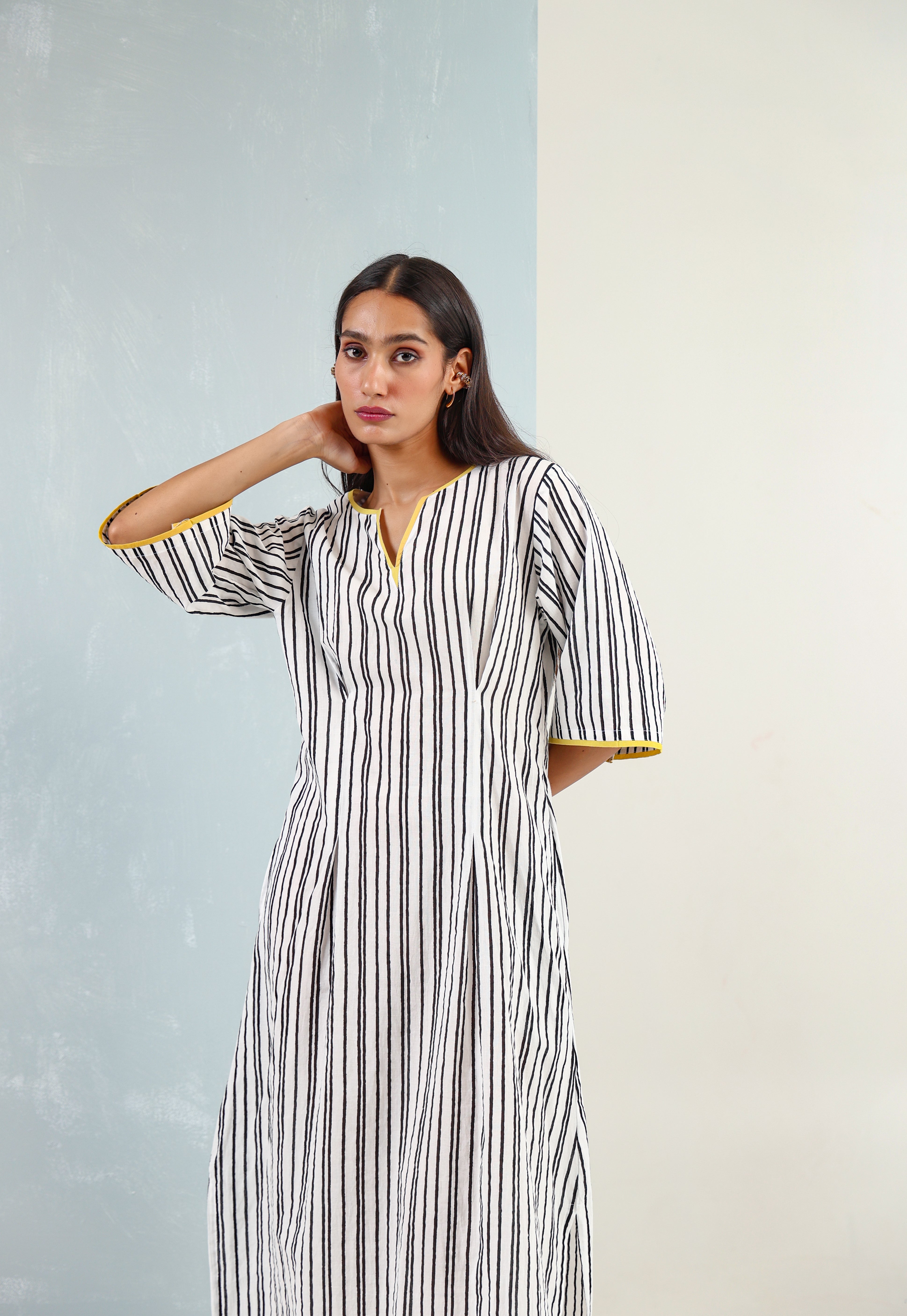 Black and White Striped Boxy Dress