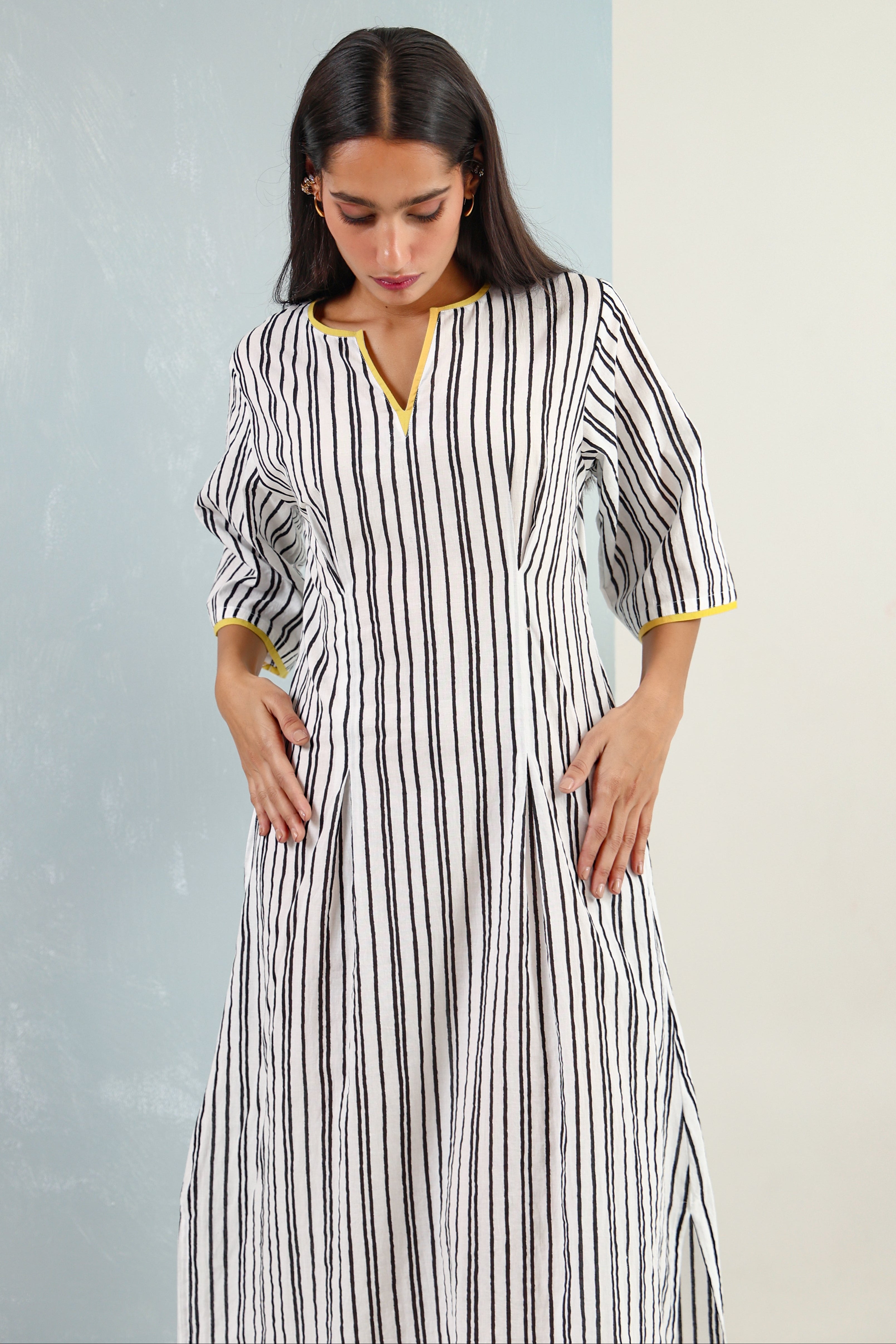 Black and White Striped Boxy Dress