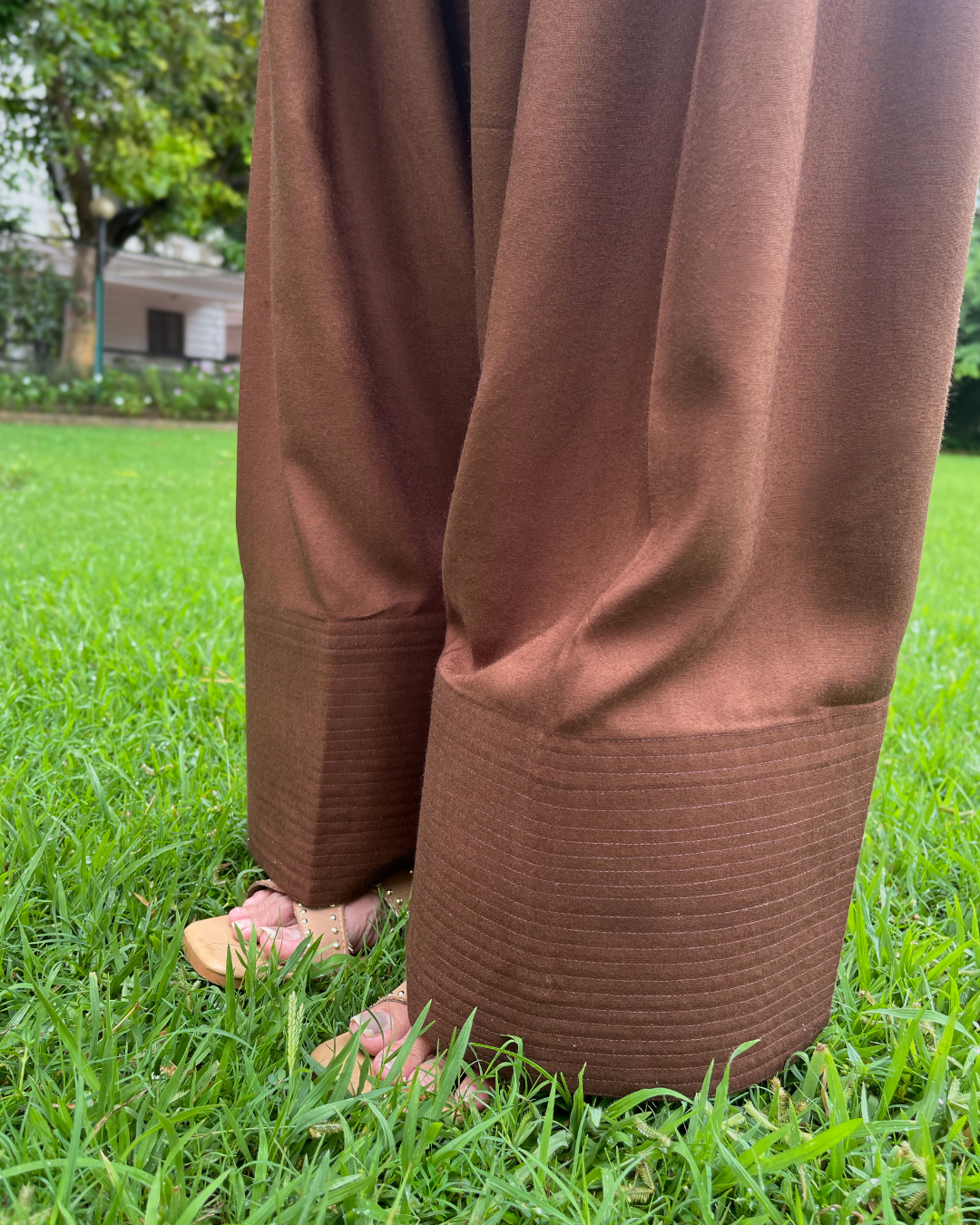 Coffee Brown Solid Farshi Salwar Set