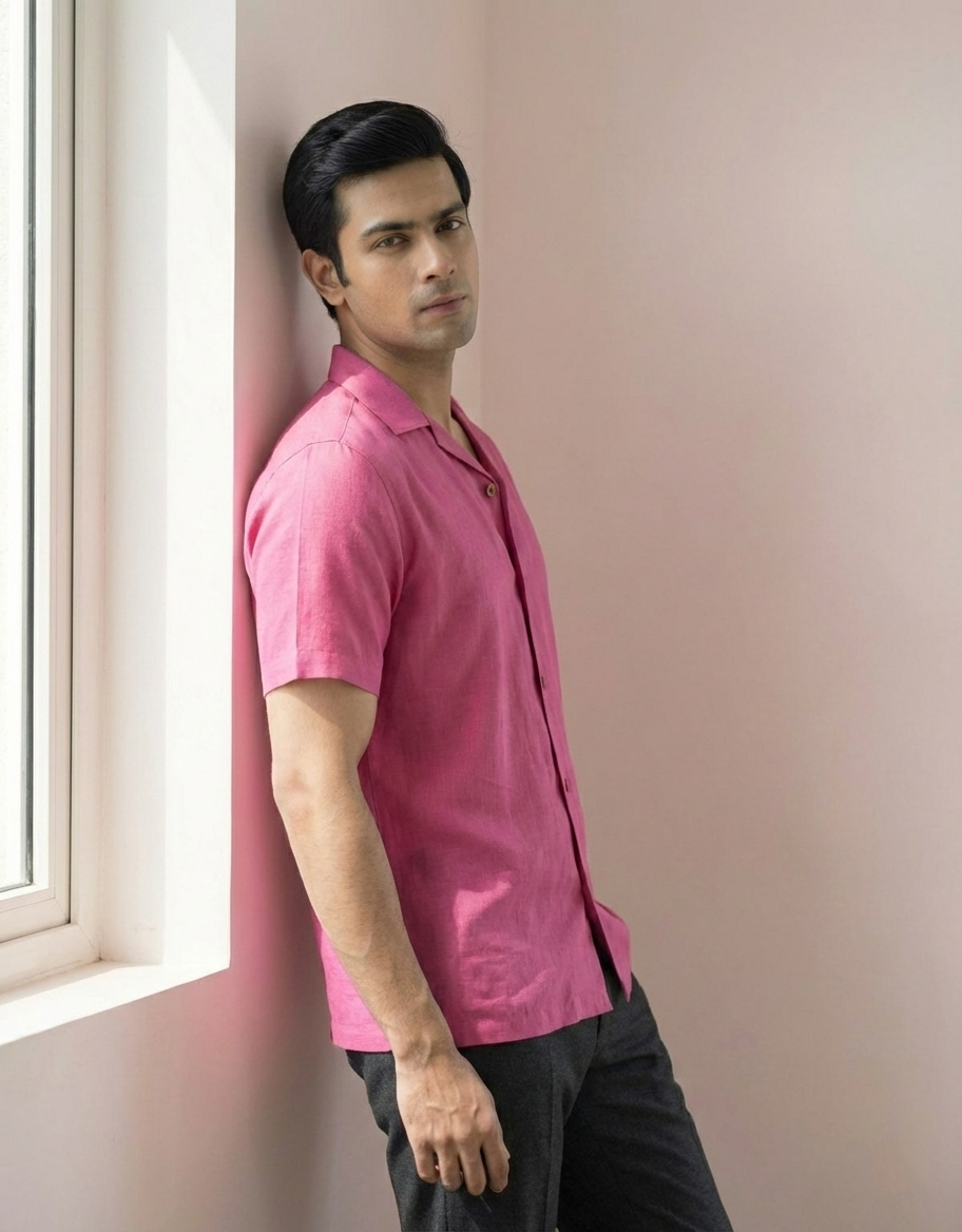 Pink Rayon Menʼs Shirt