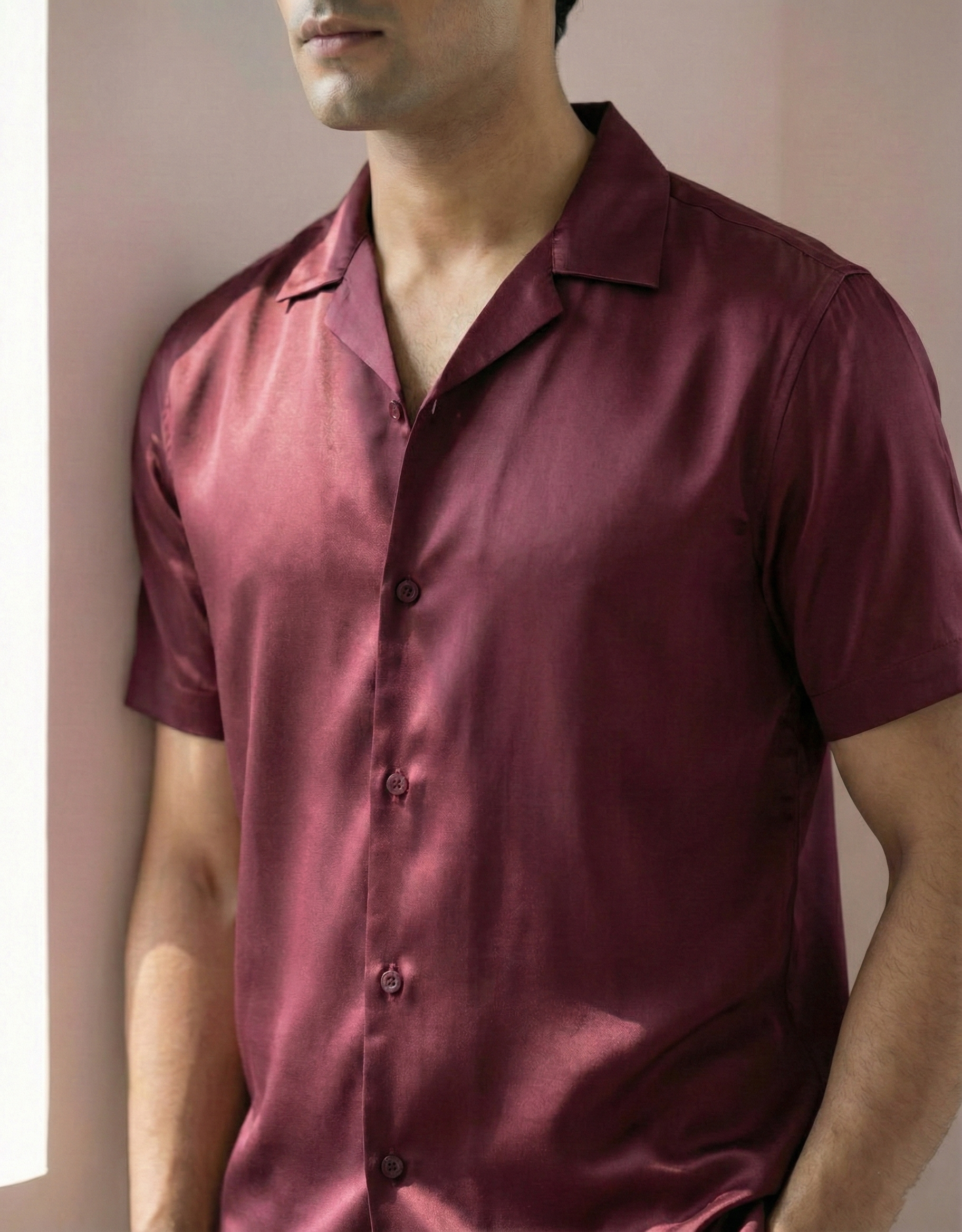 Burgundy Rayon Menʼs Shirt