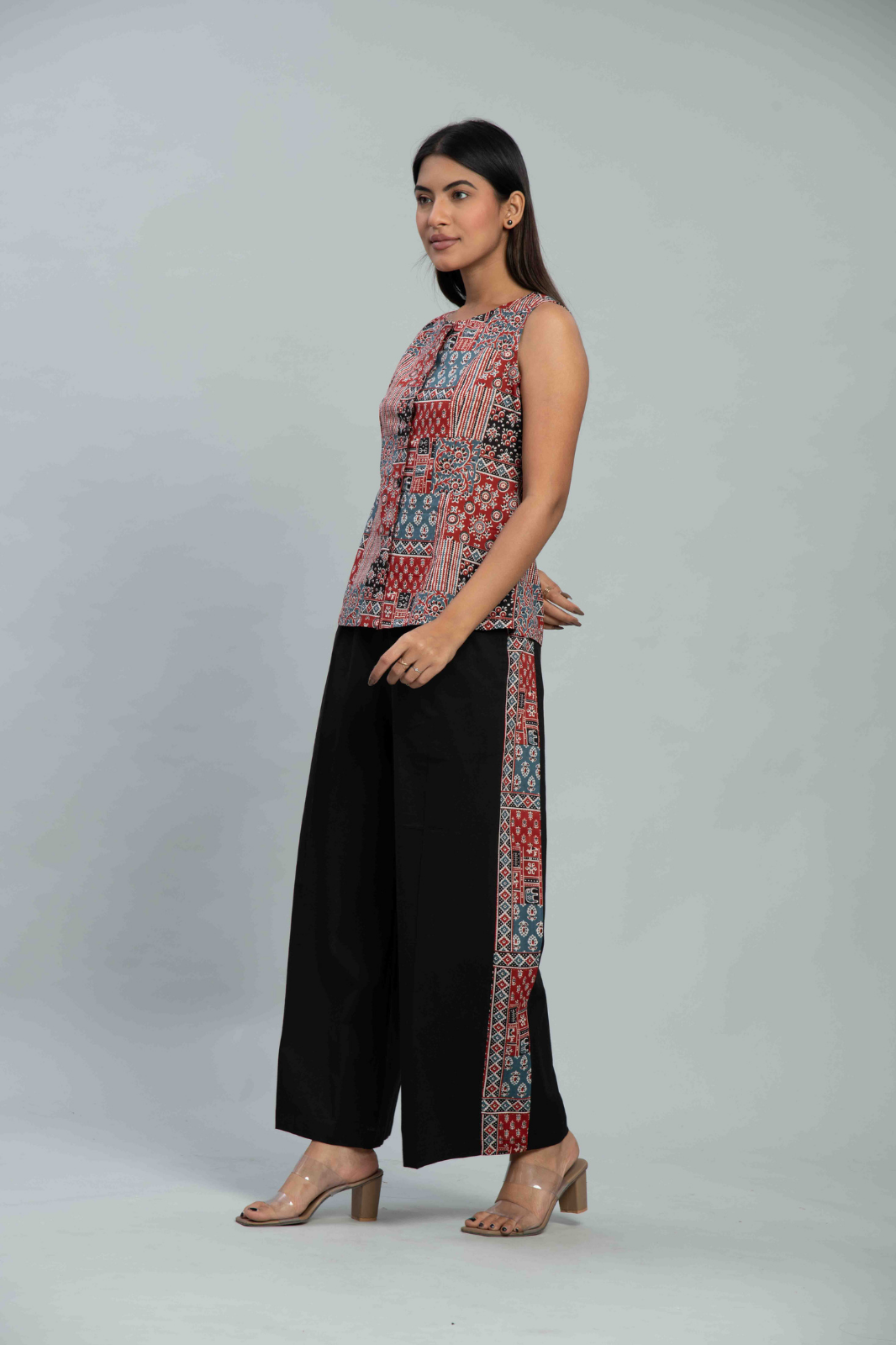 Ajrakh Waistcoat Co Ord set