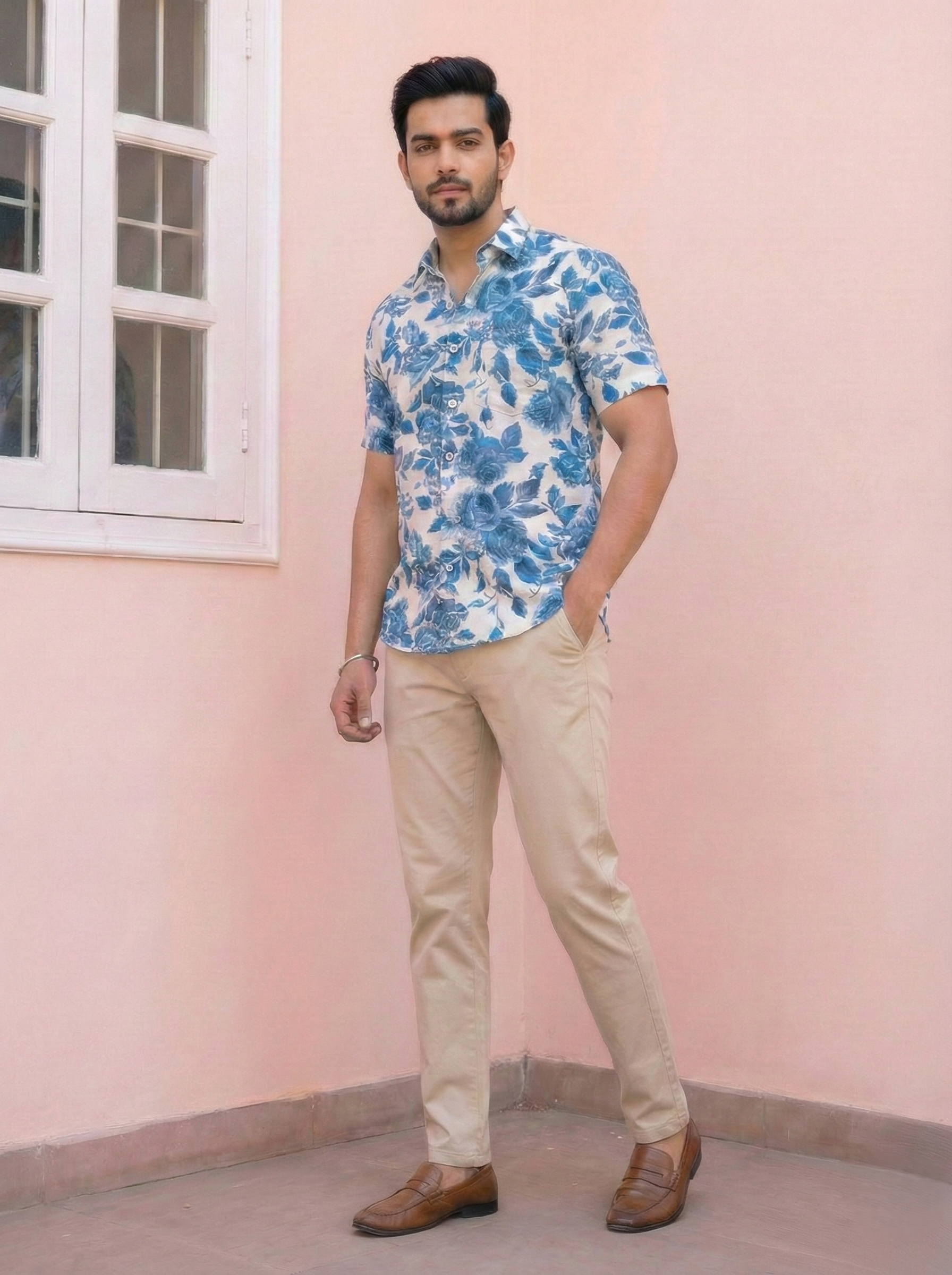 Blue Floral Matching Couple Set