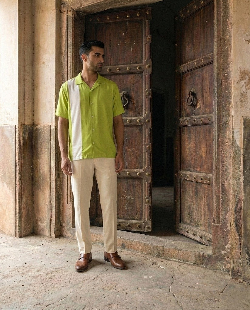 Lime Geen Contrast Menʼs Shirt