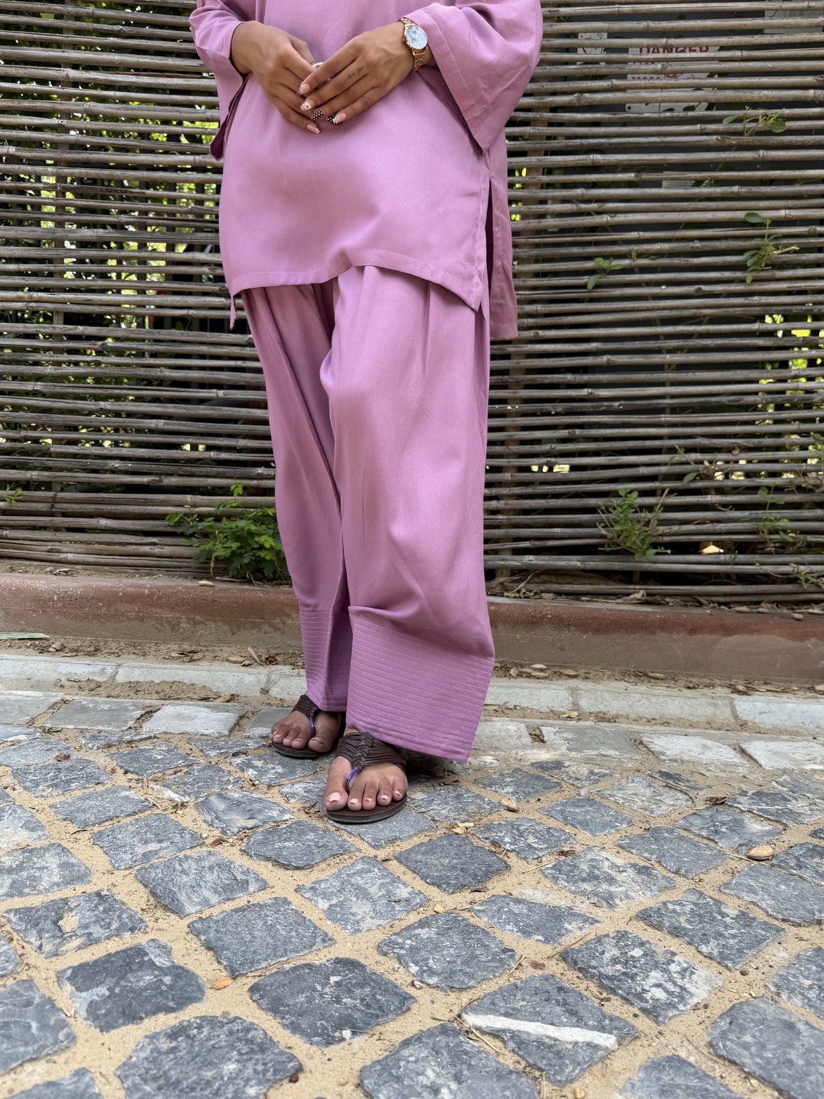 Mauve Solid Farshi Salwar set