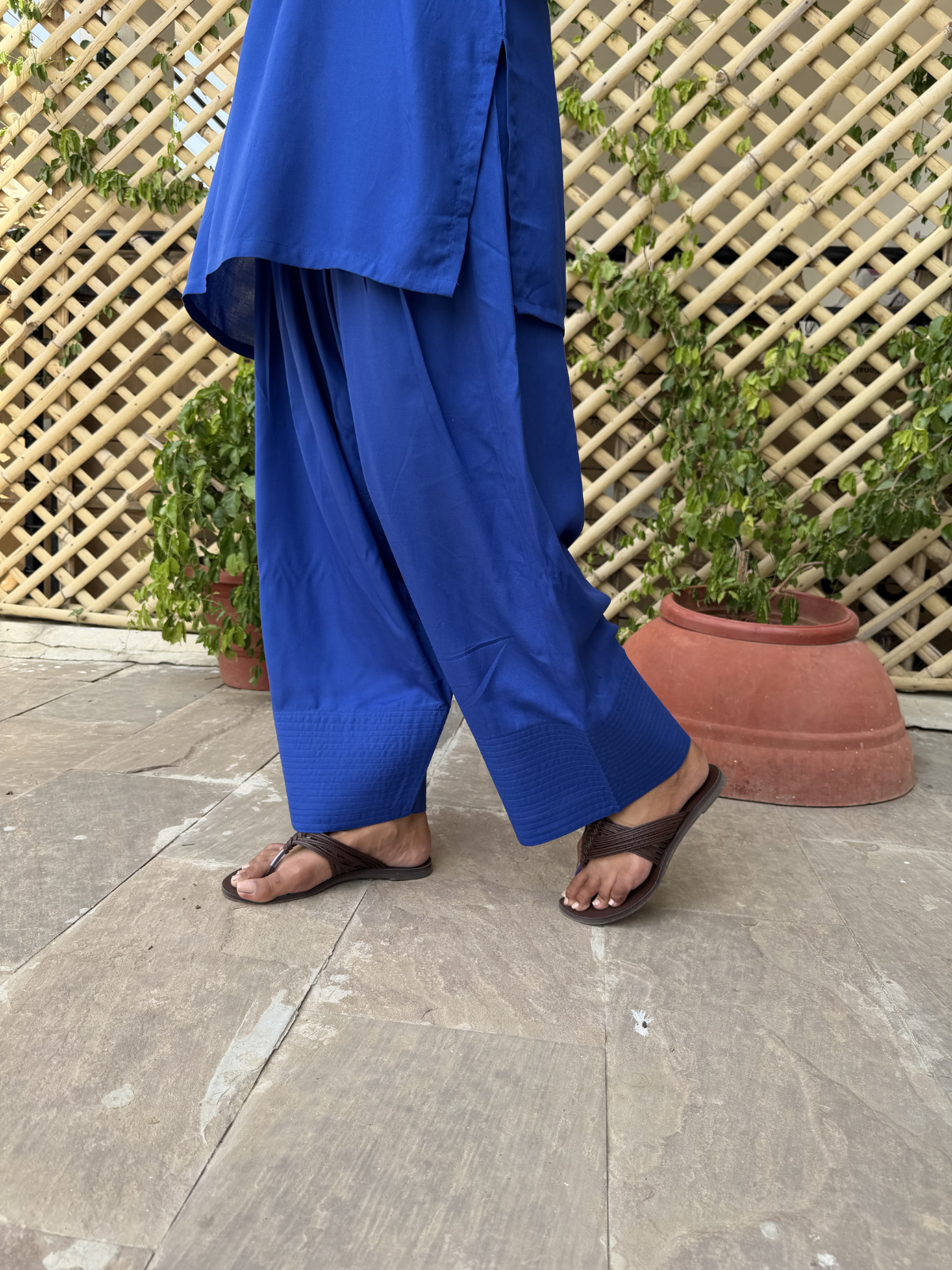 Blue Solid Farshi Salwar set