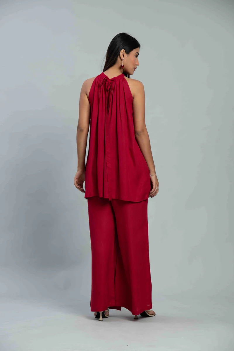 Red Halter Neck Matching couple set