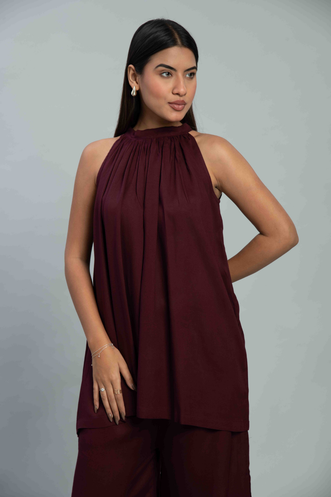 Burgundy Halter Neck Co-Ord Set