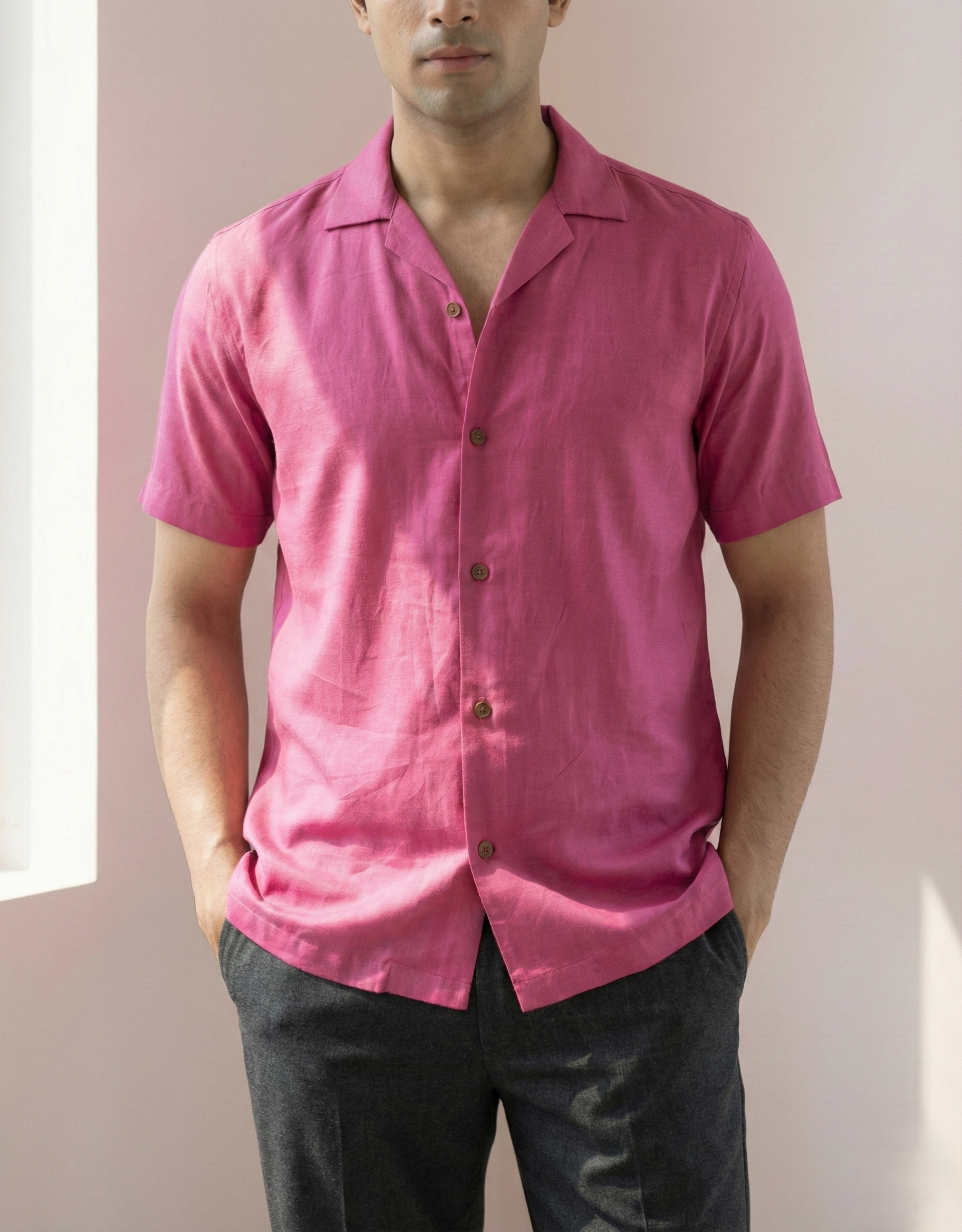 Pink Rayon Menʼs Shirt