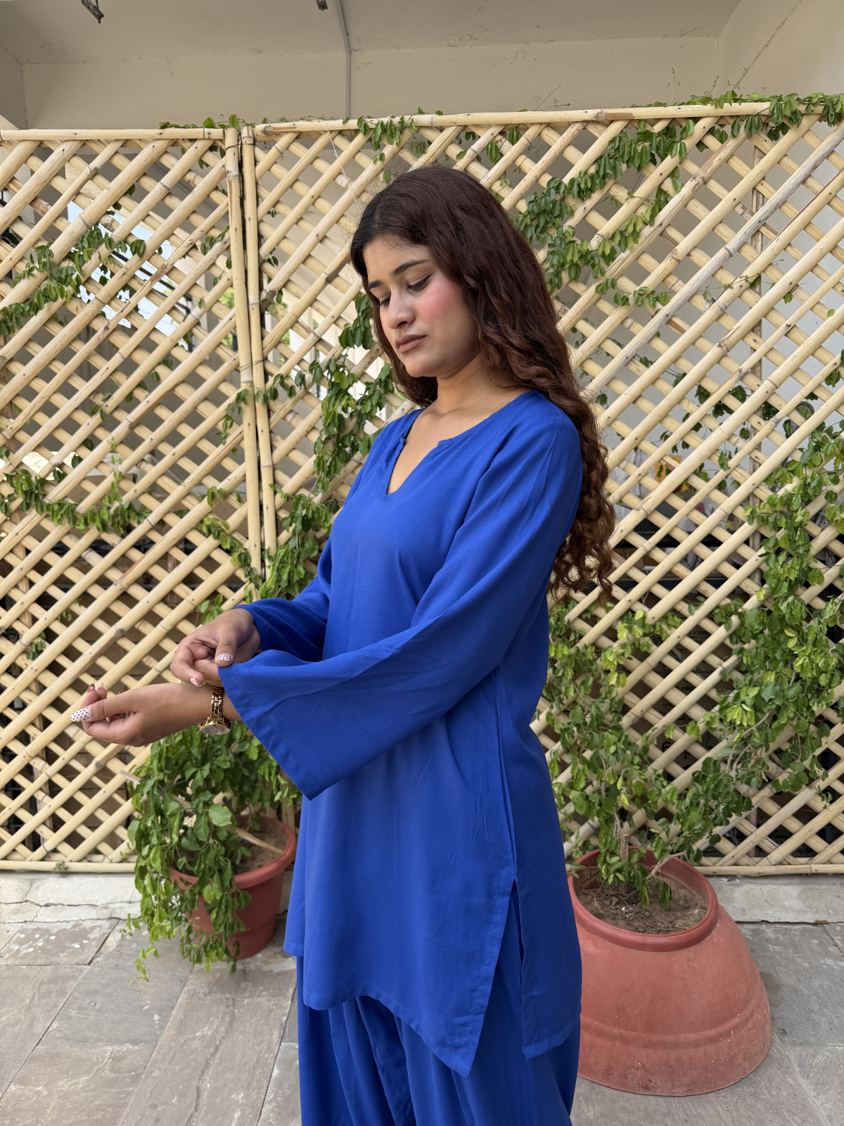 Blue Solid Farshi Salwar set