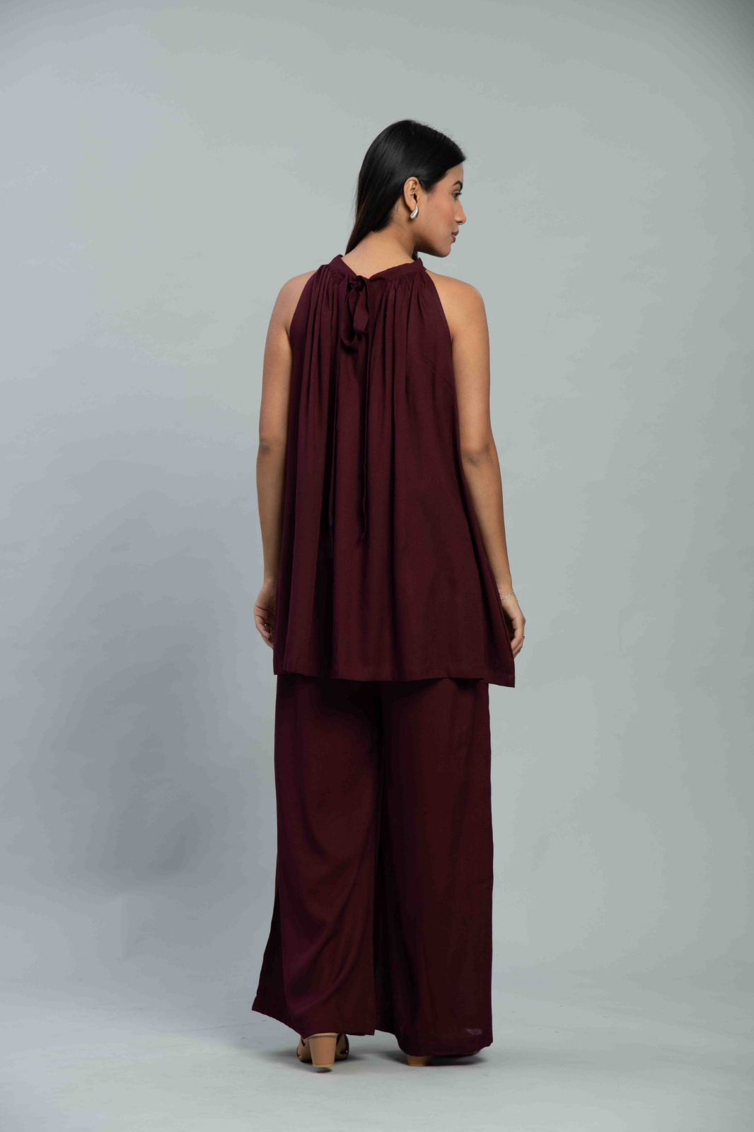 Burgundy Halter Neck Co-Ord Set