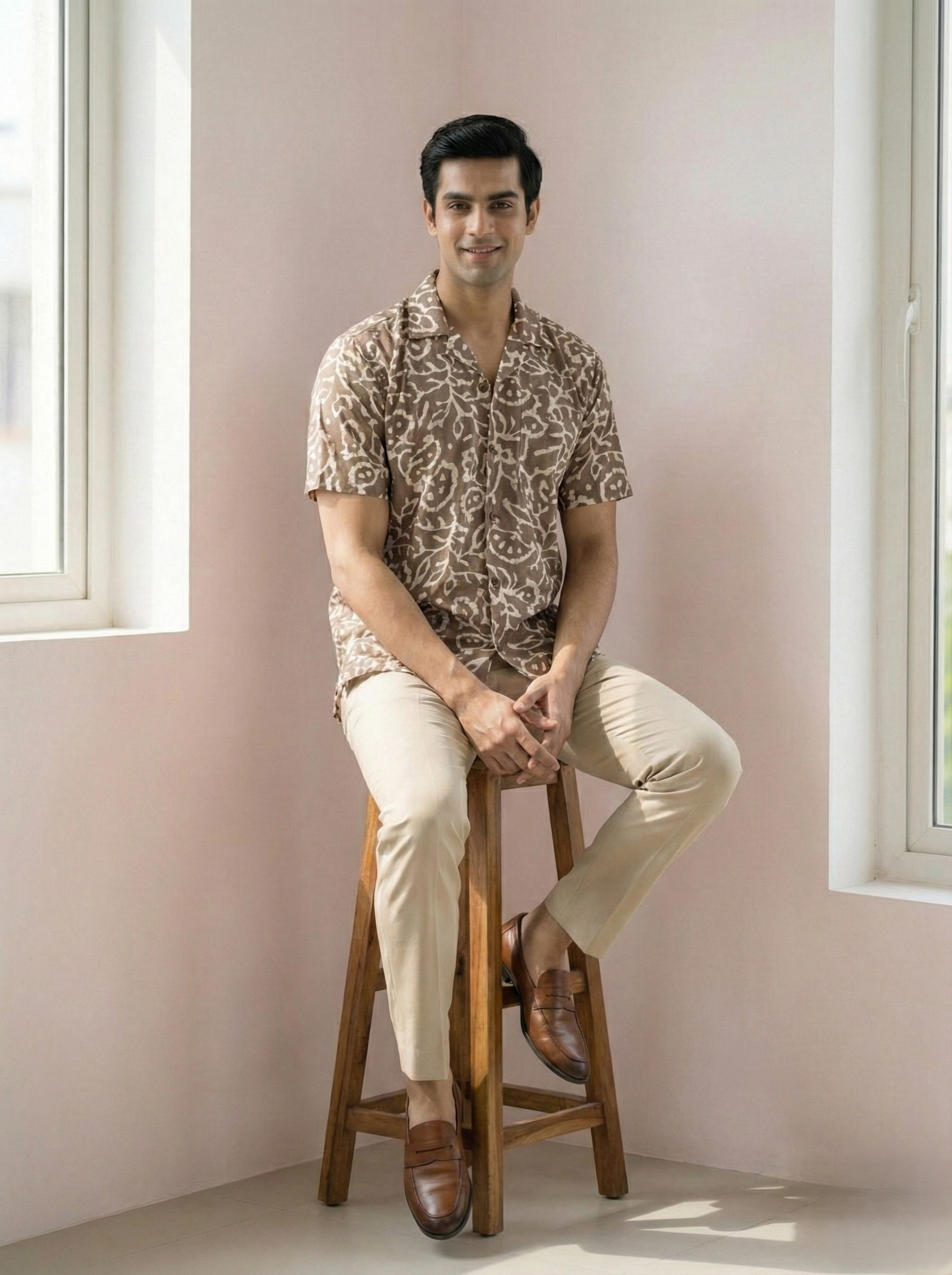 Nude Floral Day Dress Matching couple set