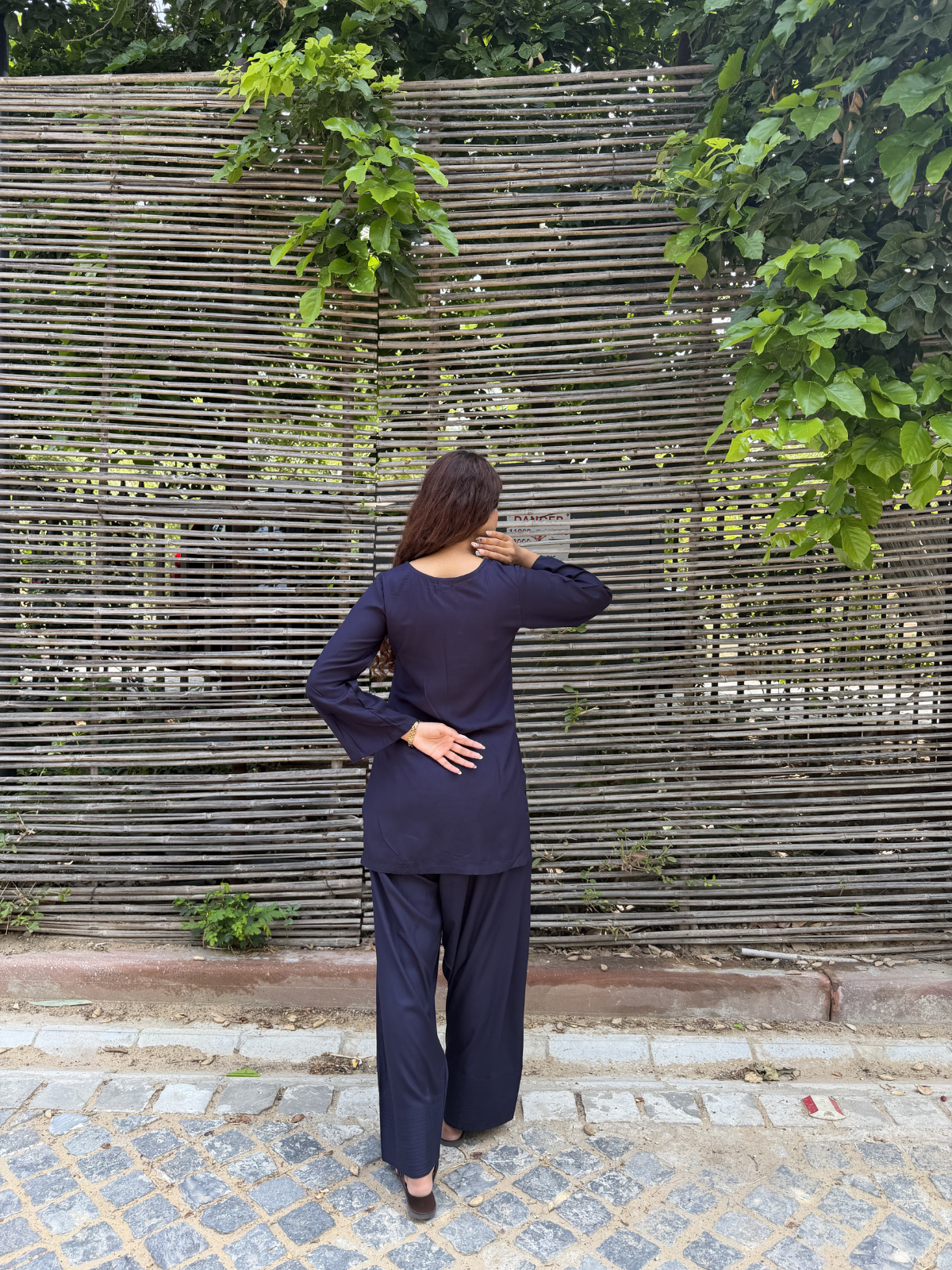 Navy Blue Solid Farshi Salwar set