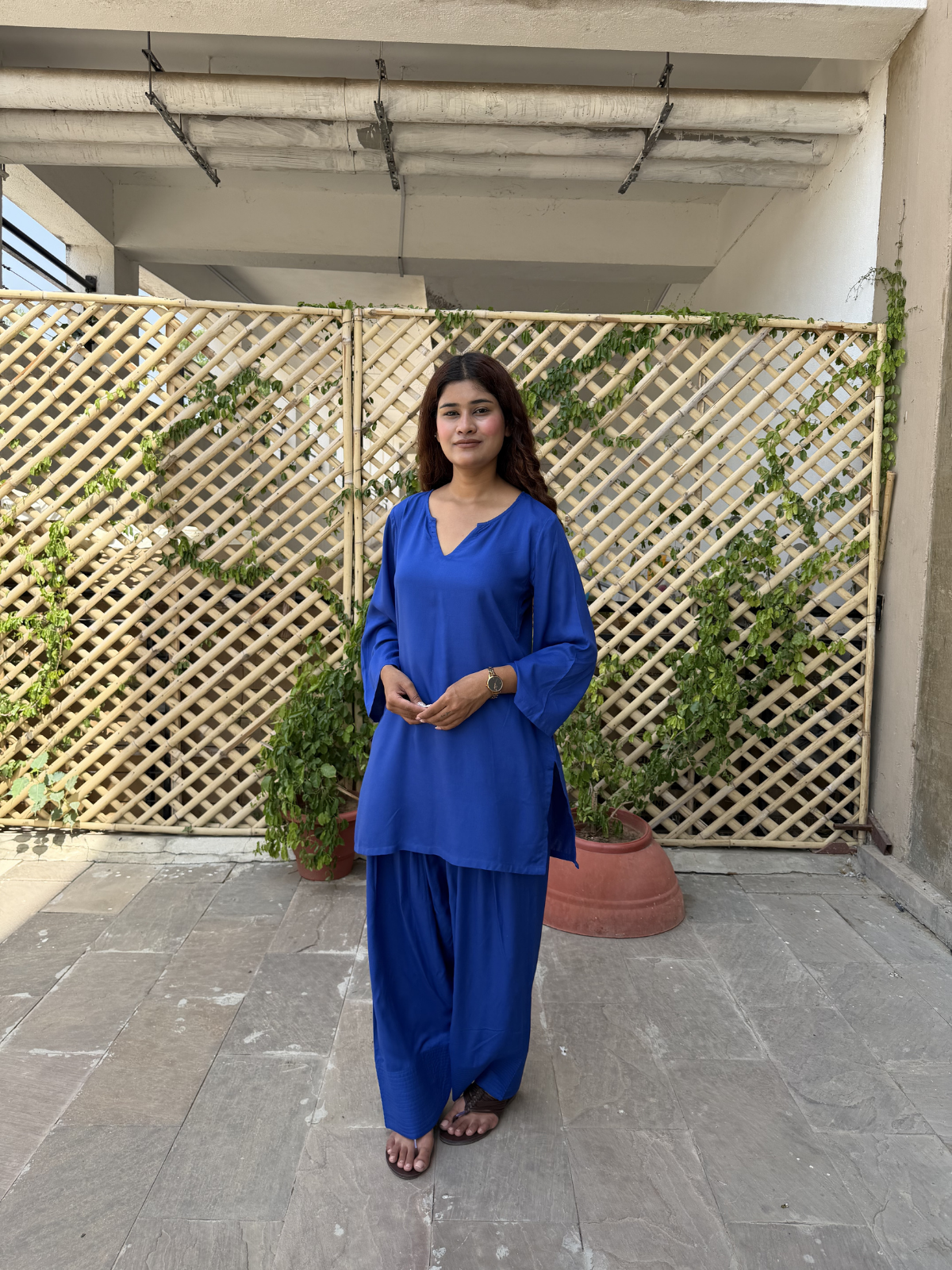 Blue Solid Farshi Salwar set