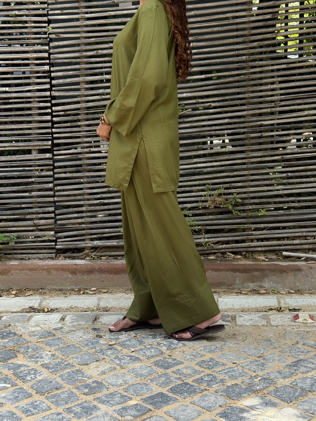 Green Solid Farshi Salwar set