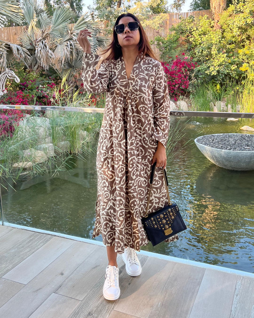 Nude Floral Day Dress