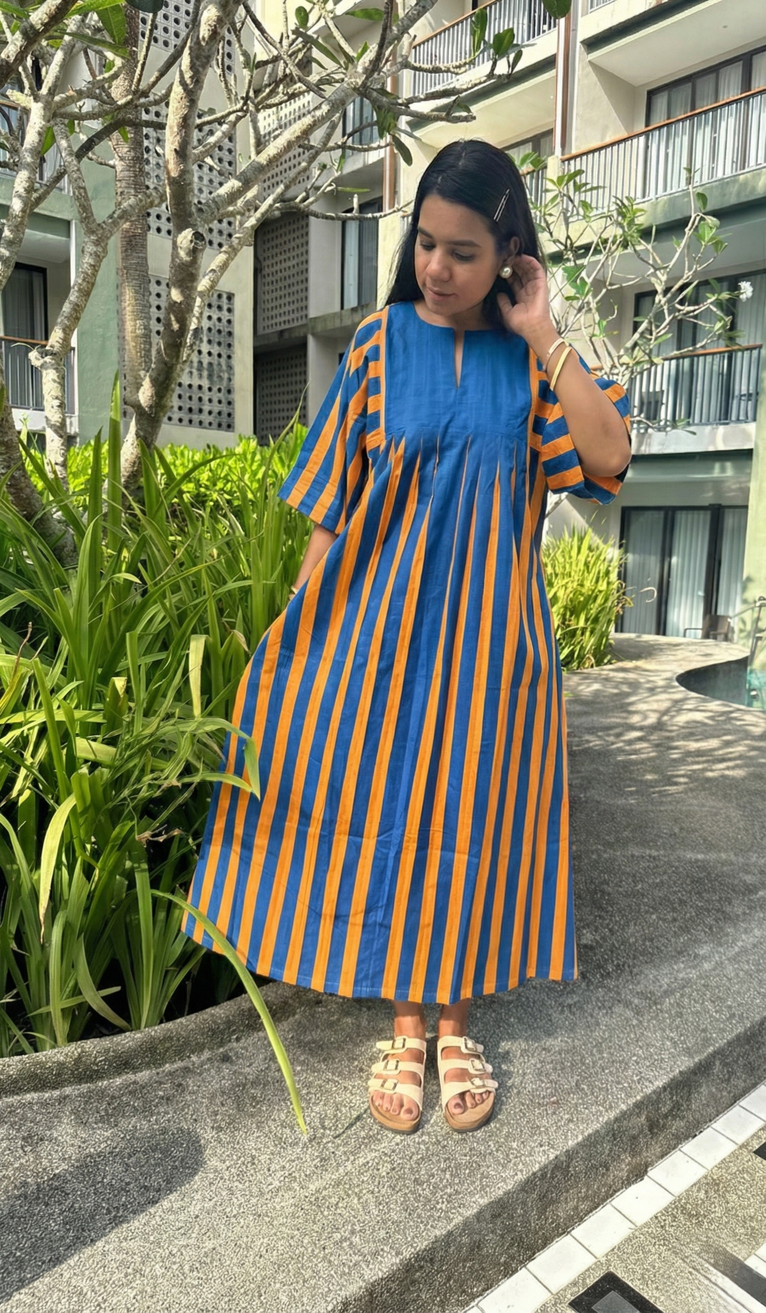 Blue Orange Striped Anti Fit Dress