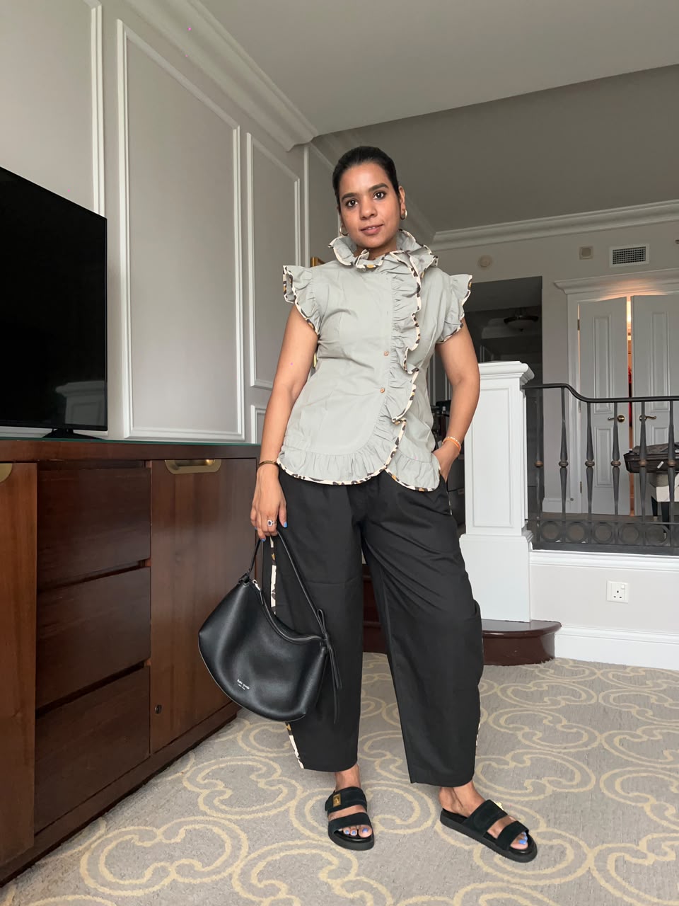 Grey Ruffle Top