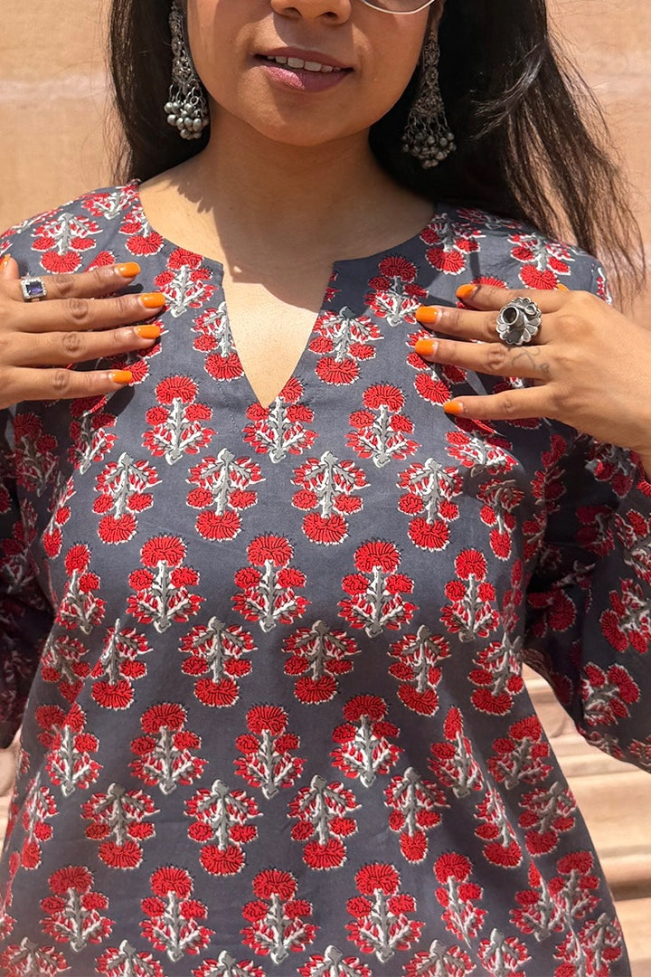 Grey and Red Gingham Farshi Set