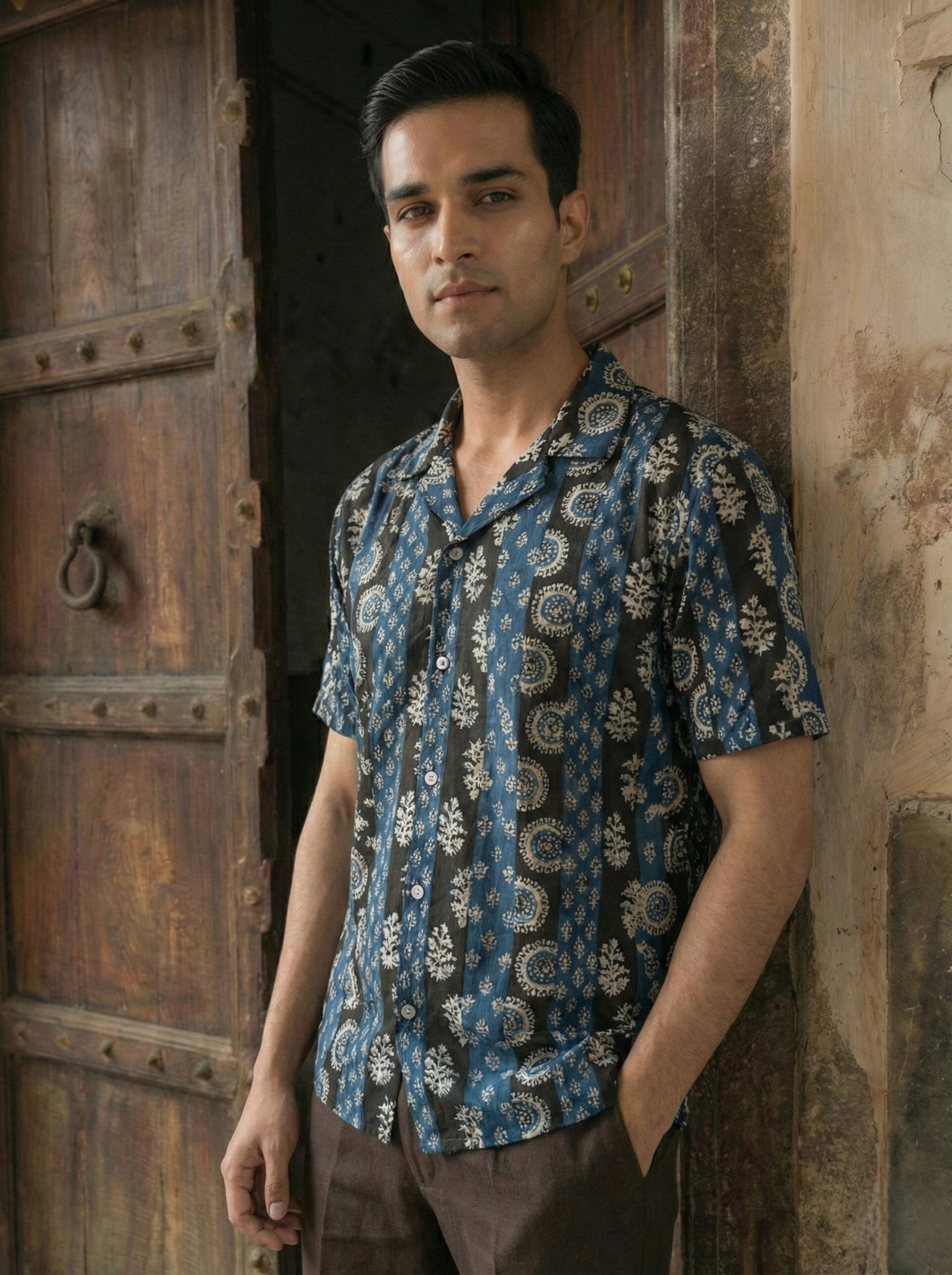 Indigo Ajrakh Print Matching couple set