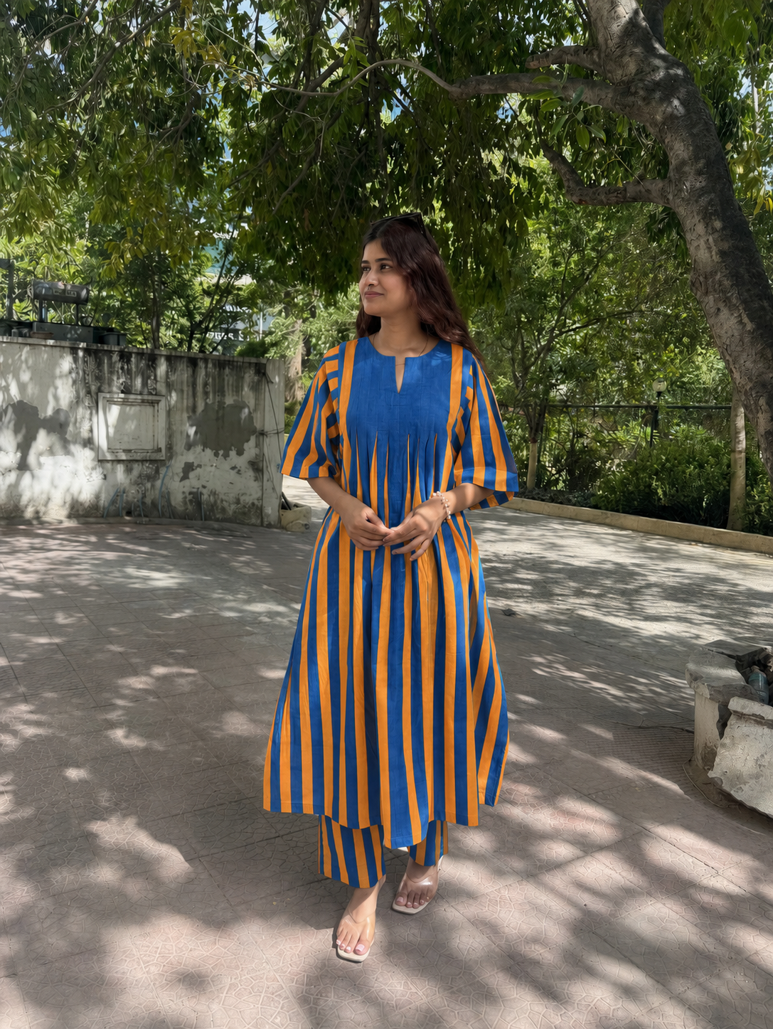Blue Orange stripe co-ord set