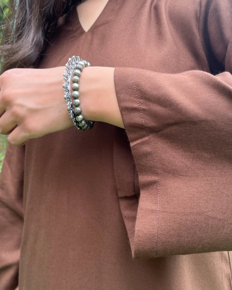 Coffee Brown Solid Rayon Kurti