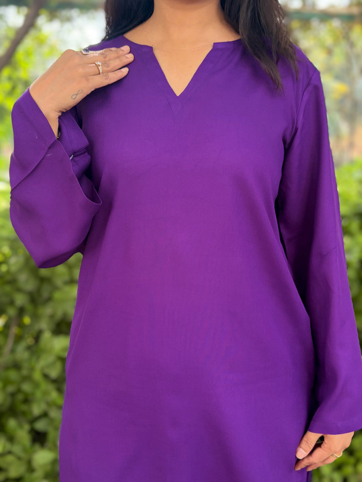 Purple Solid Rayon Farshi Salwar set