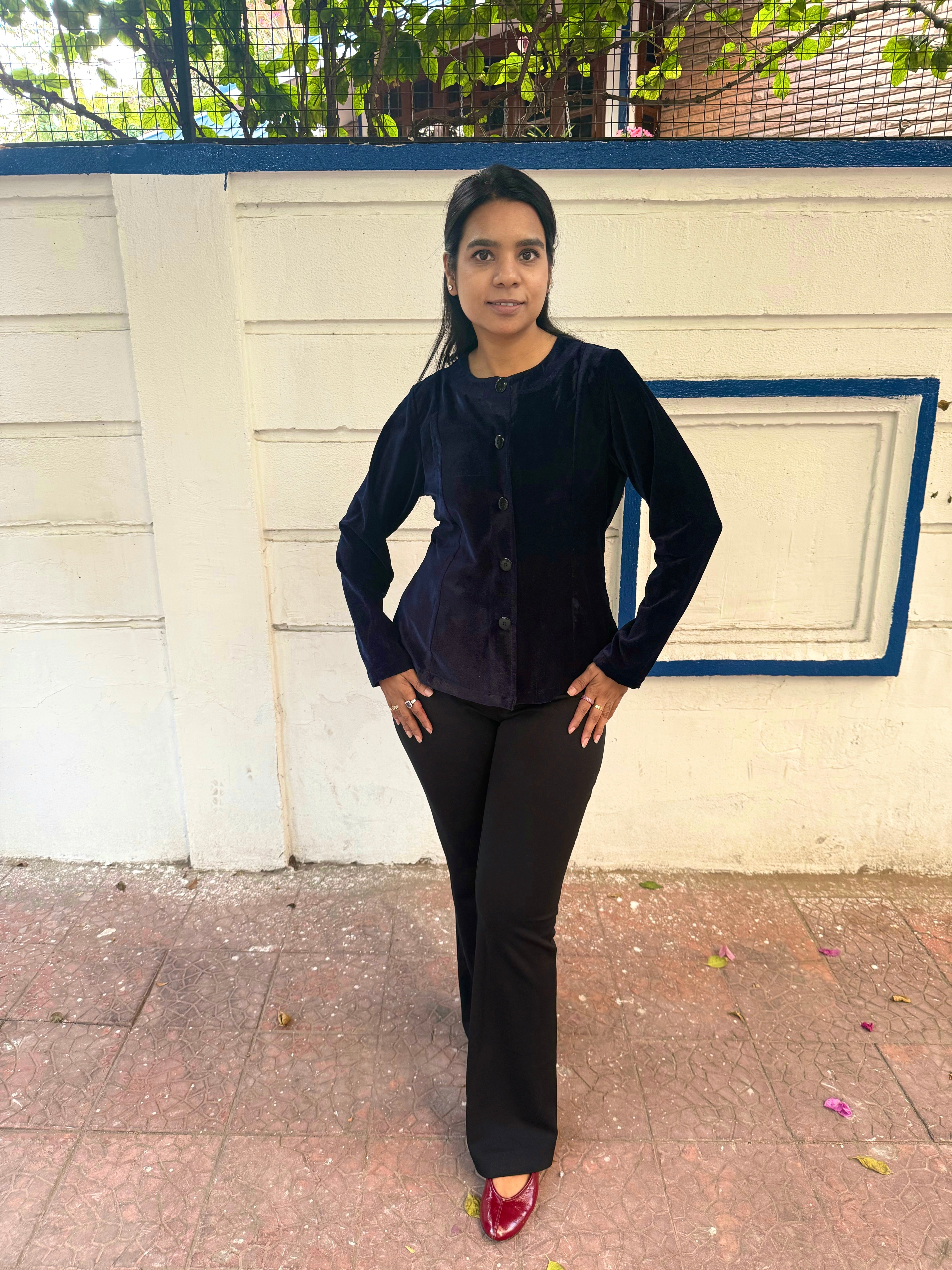 Jhanvi Kapoor Velvet jacket Style Top - Blue