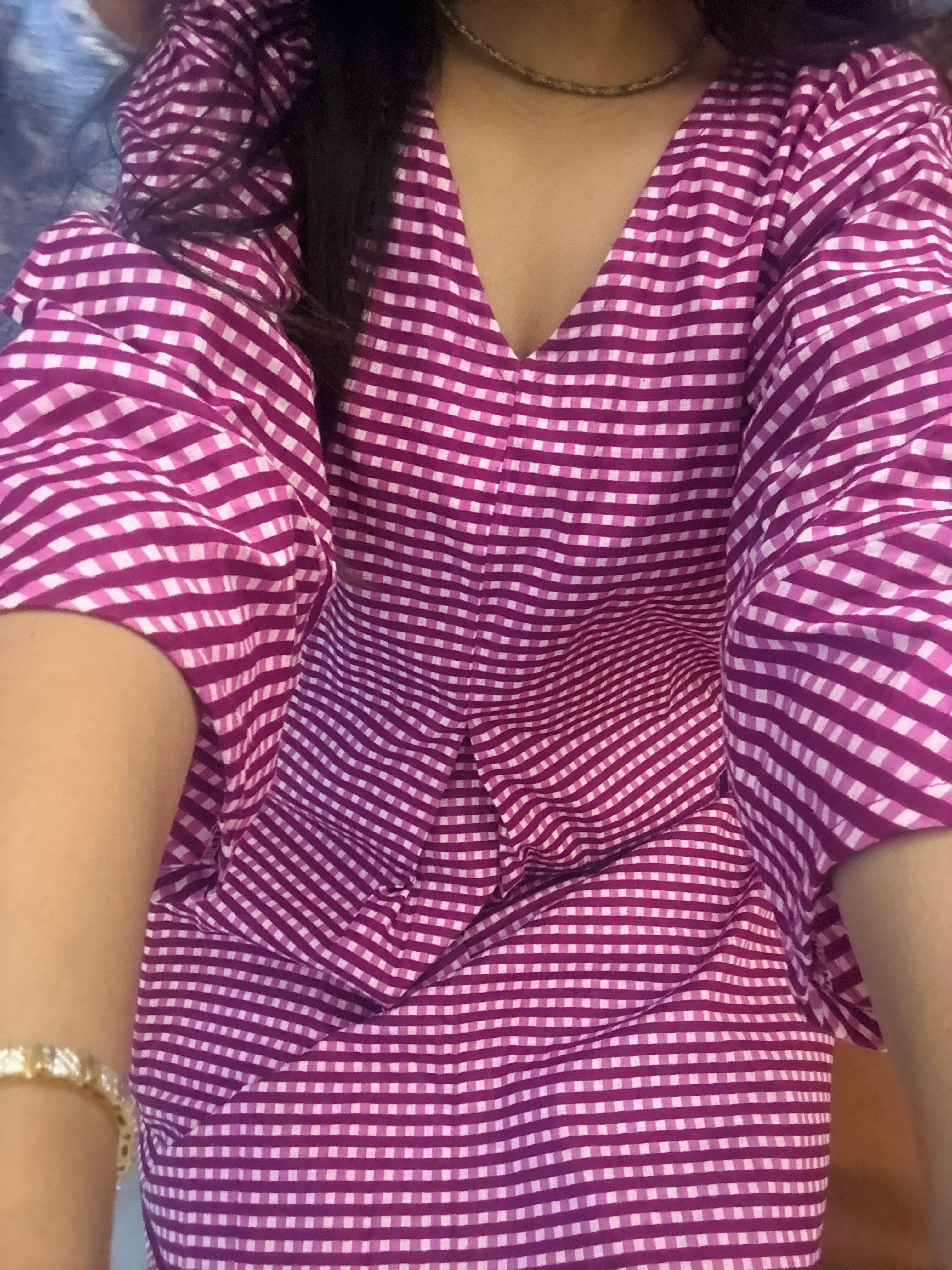 Purple Gingham Barrel Pant Co ord set