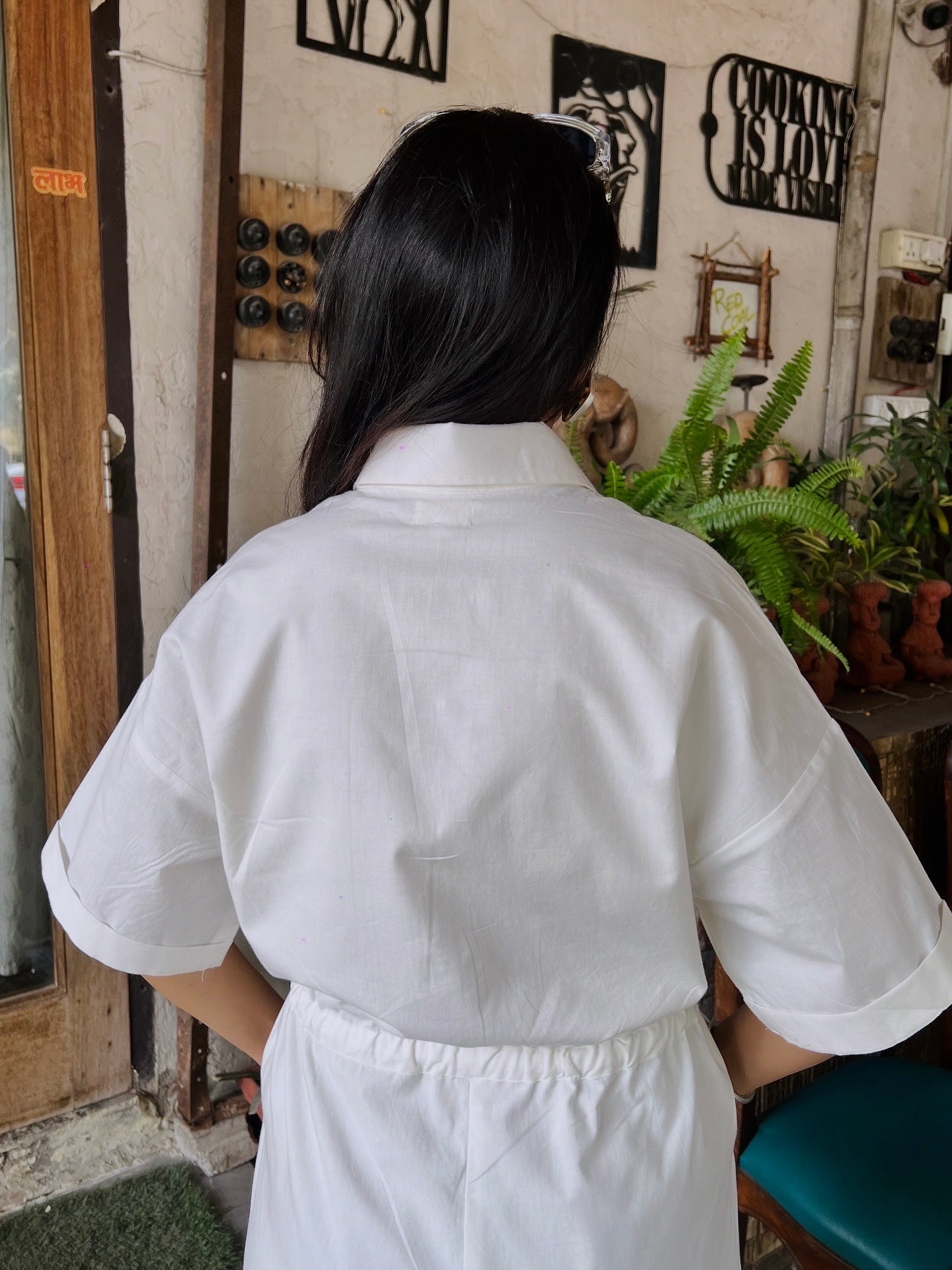 White Cotton Poplin Drawstring Waist Jumpsuit