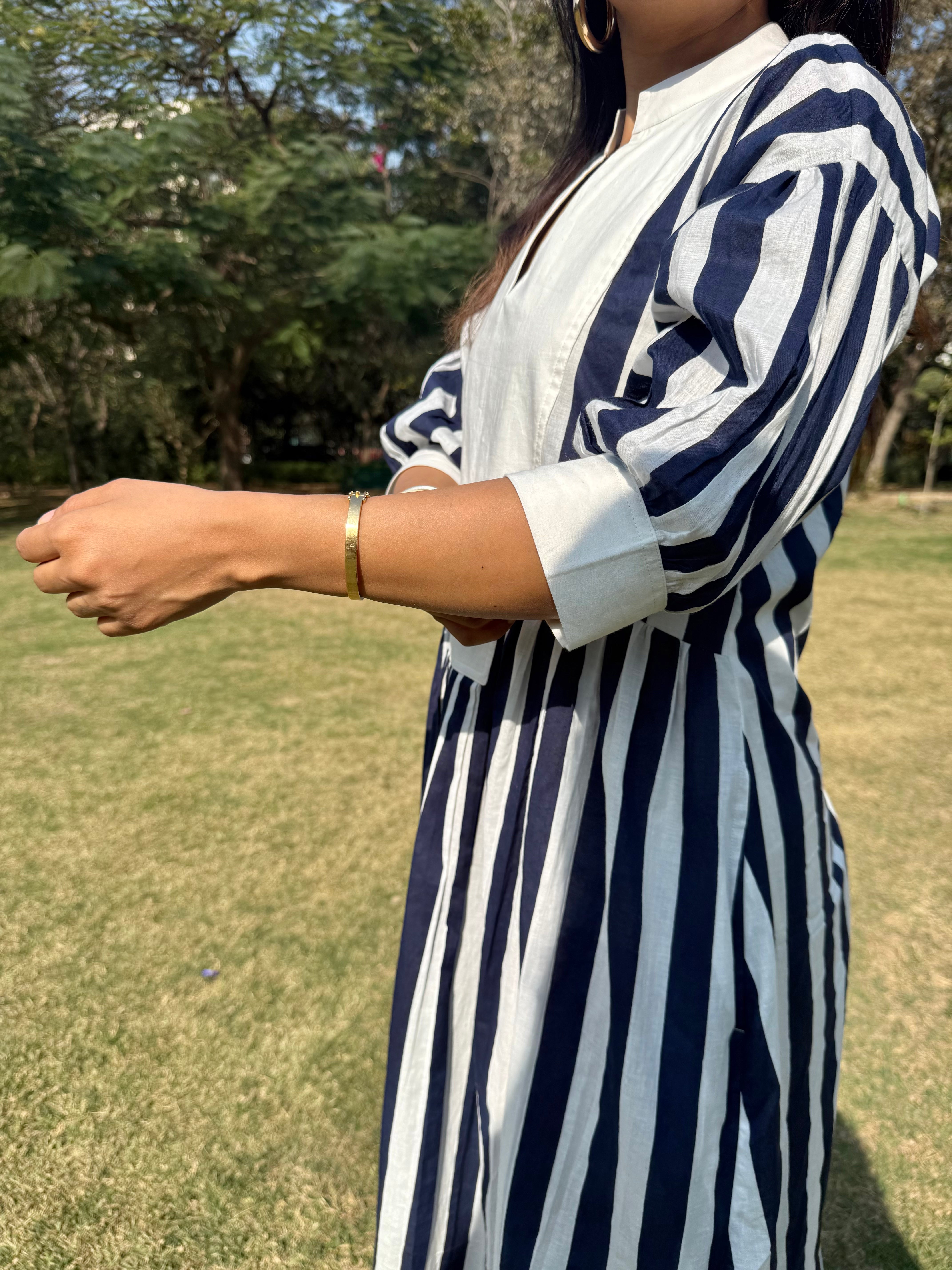 Blue White Bold Stripe Dress